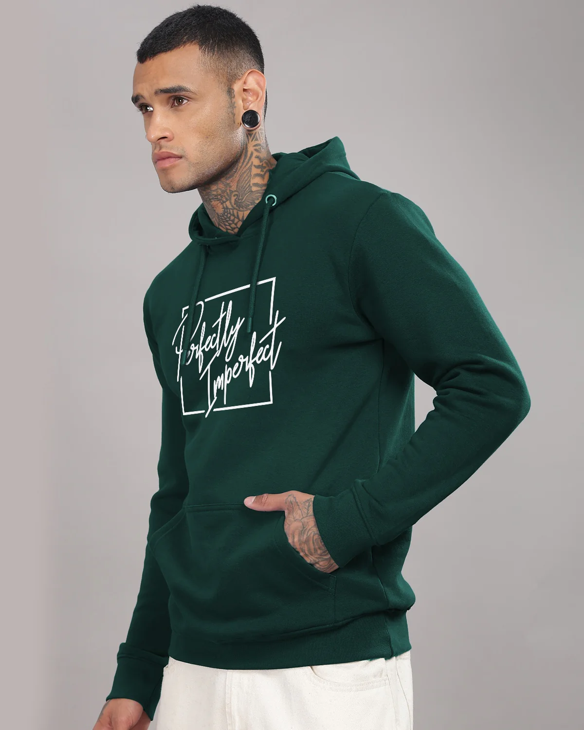 Men Green Printed Hoodie - Image 3