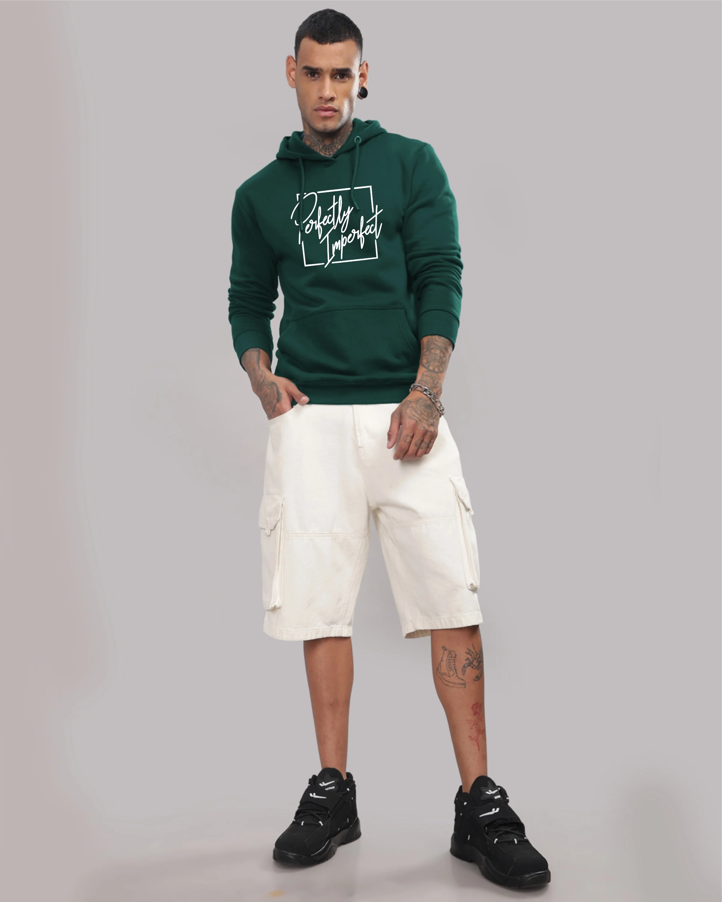 Men Green Printed Hoodie - Image 5