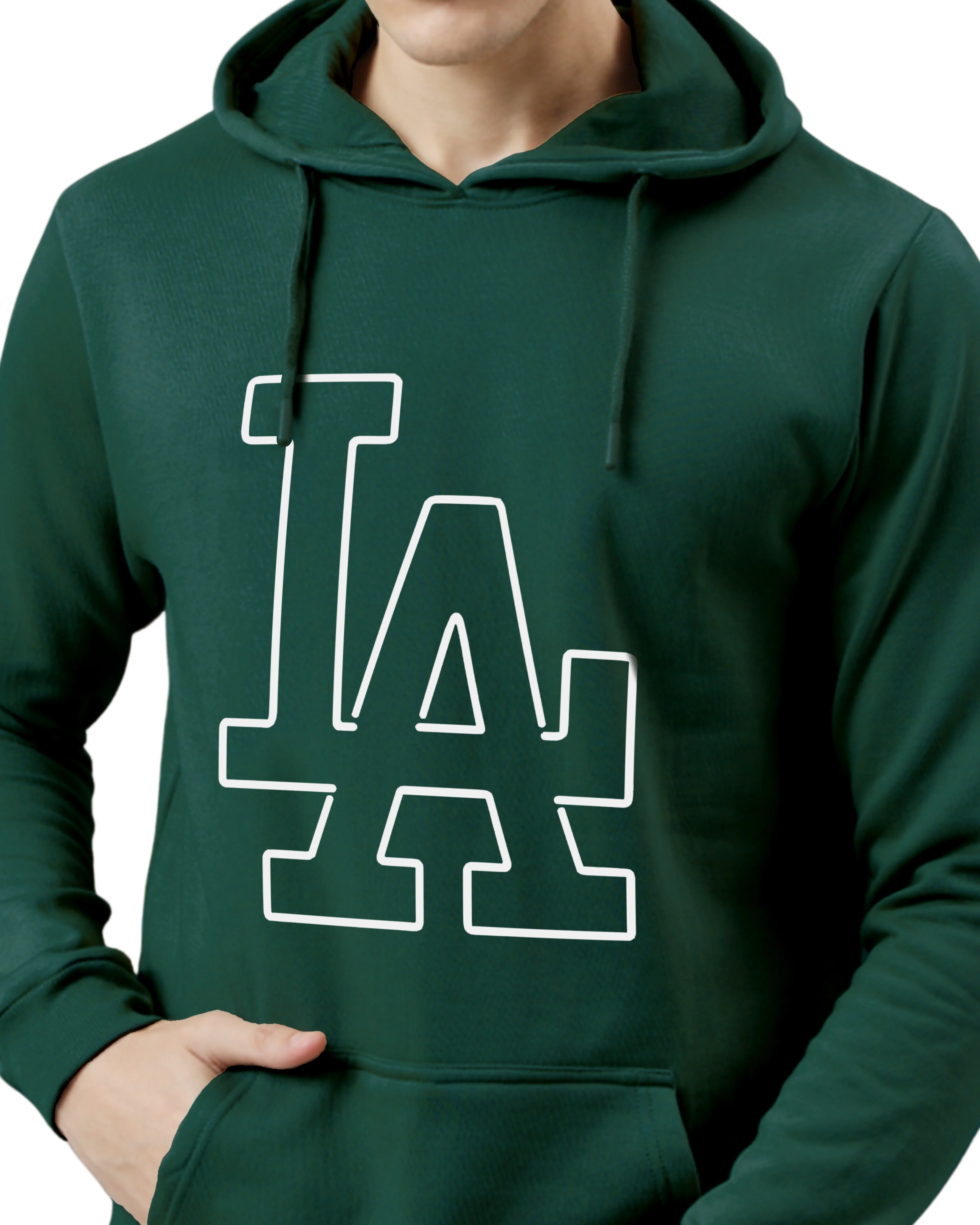 Men Green Printed Hoodie - Image 4