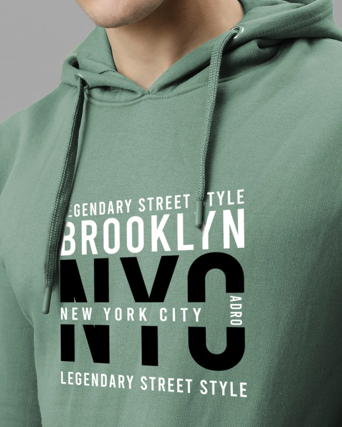 Men Green Printed Hoodie - Image 2