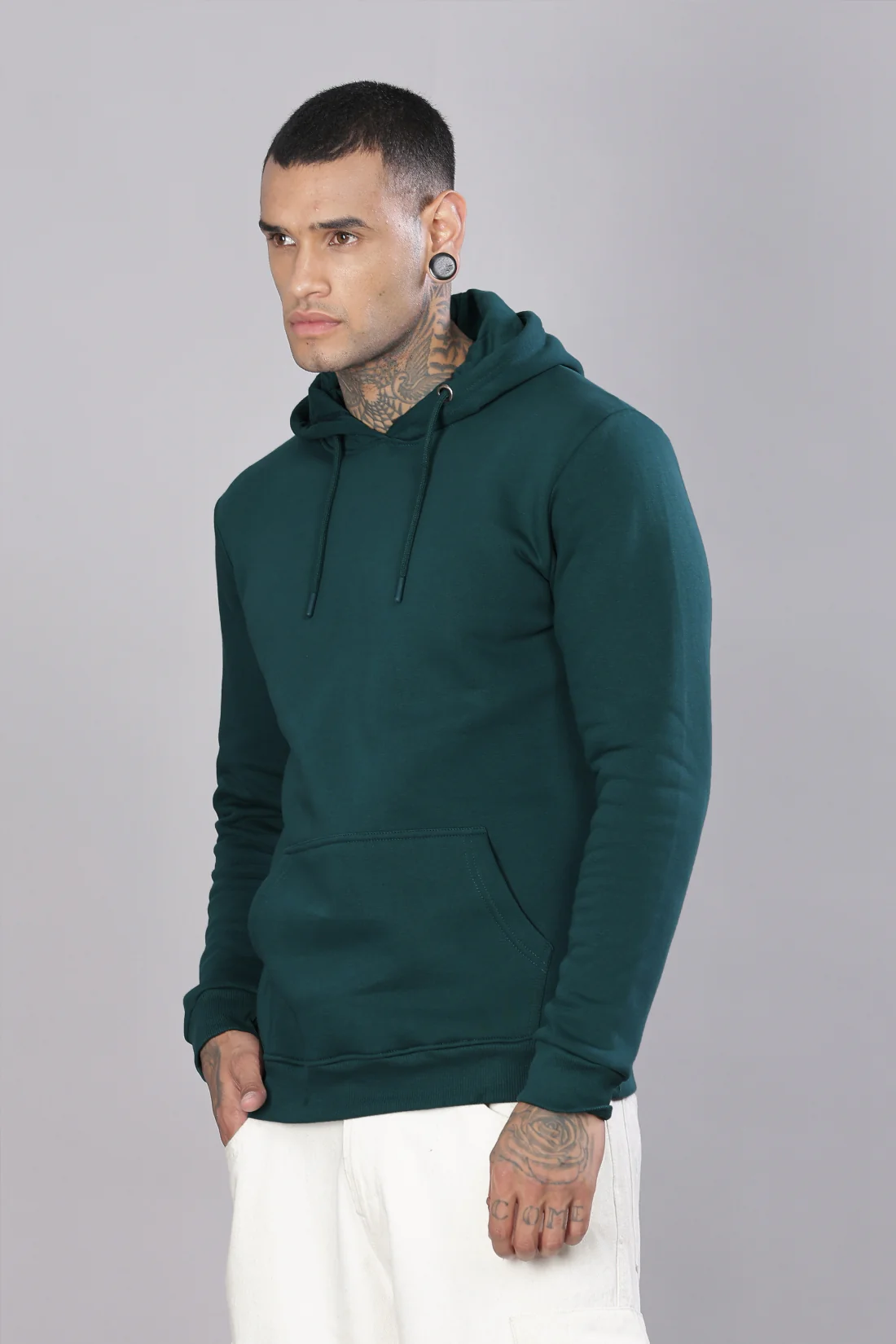 Men Green Printed Hoodie - Image 4