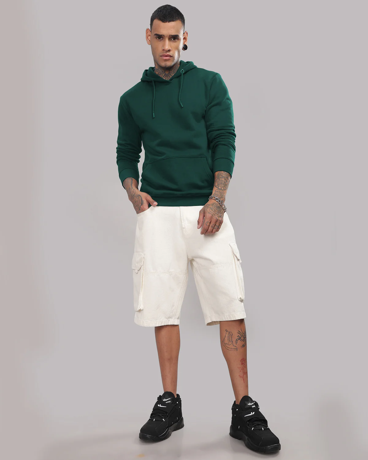 Men Green Printed Hoodie - Image 5
