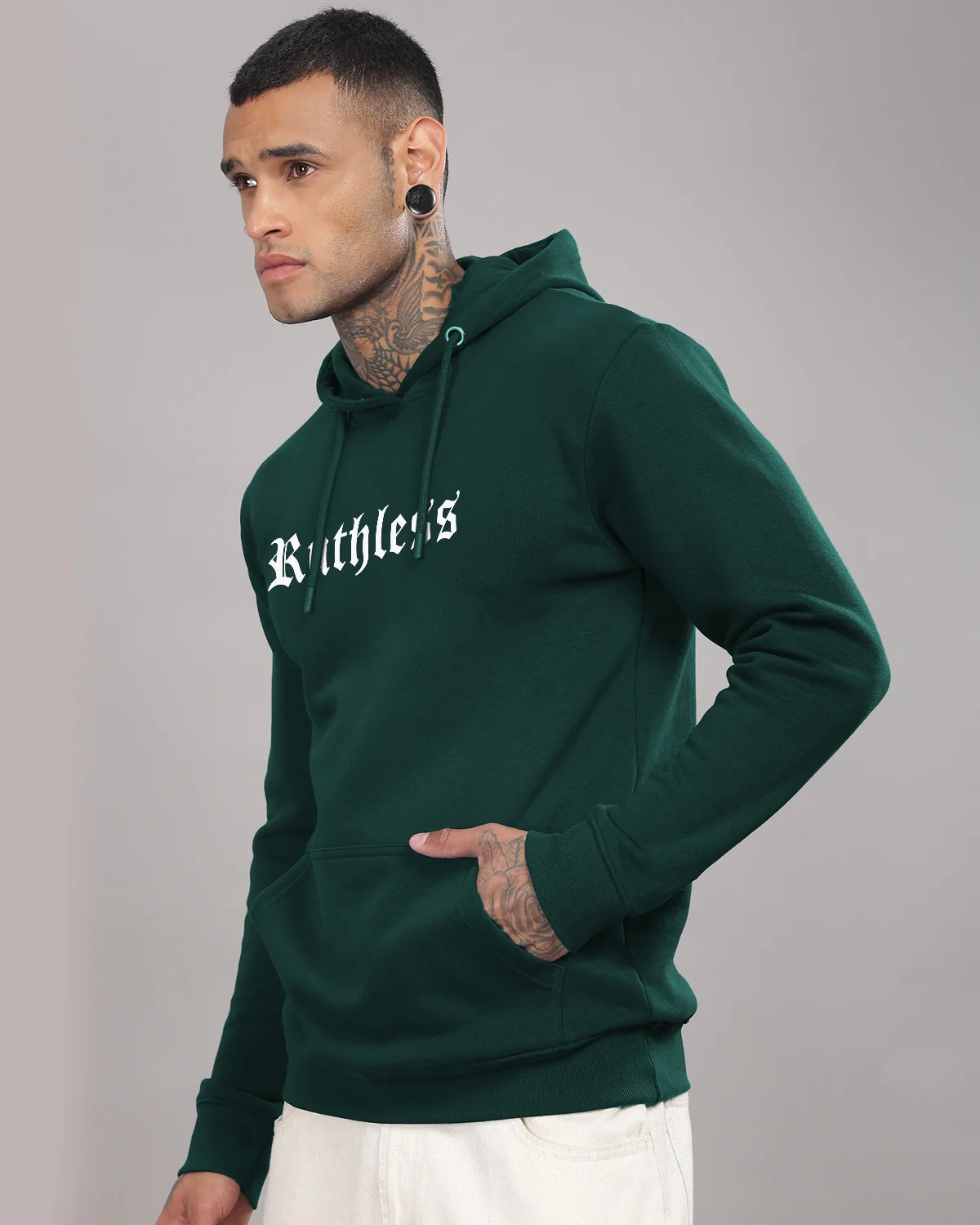 Men Green Printed Hoodie - Image 3