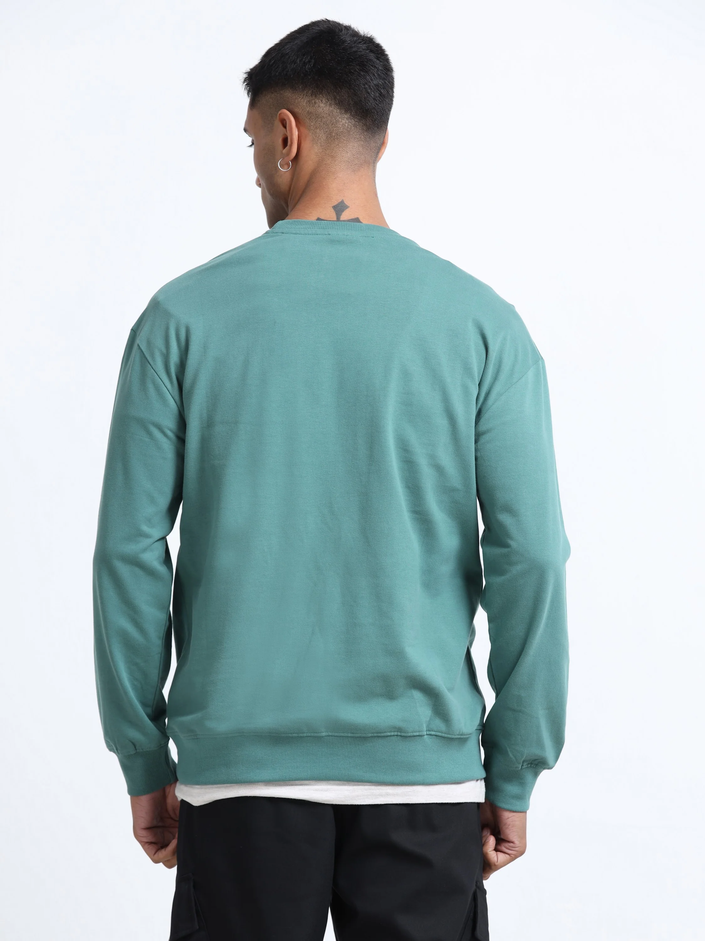 Men Green Printed Oversized Sweatshirt - Image 2