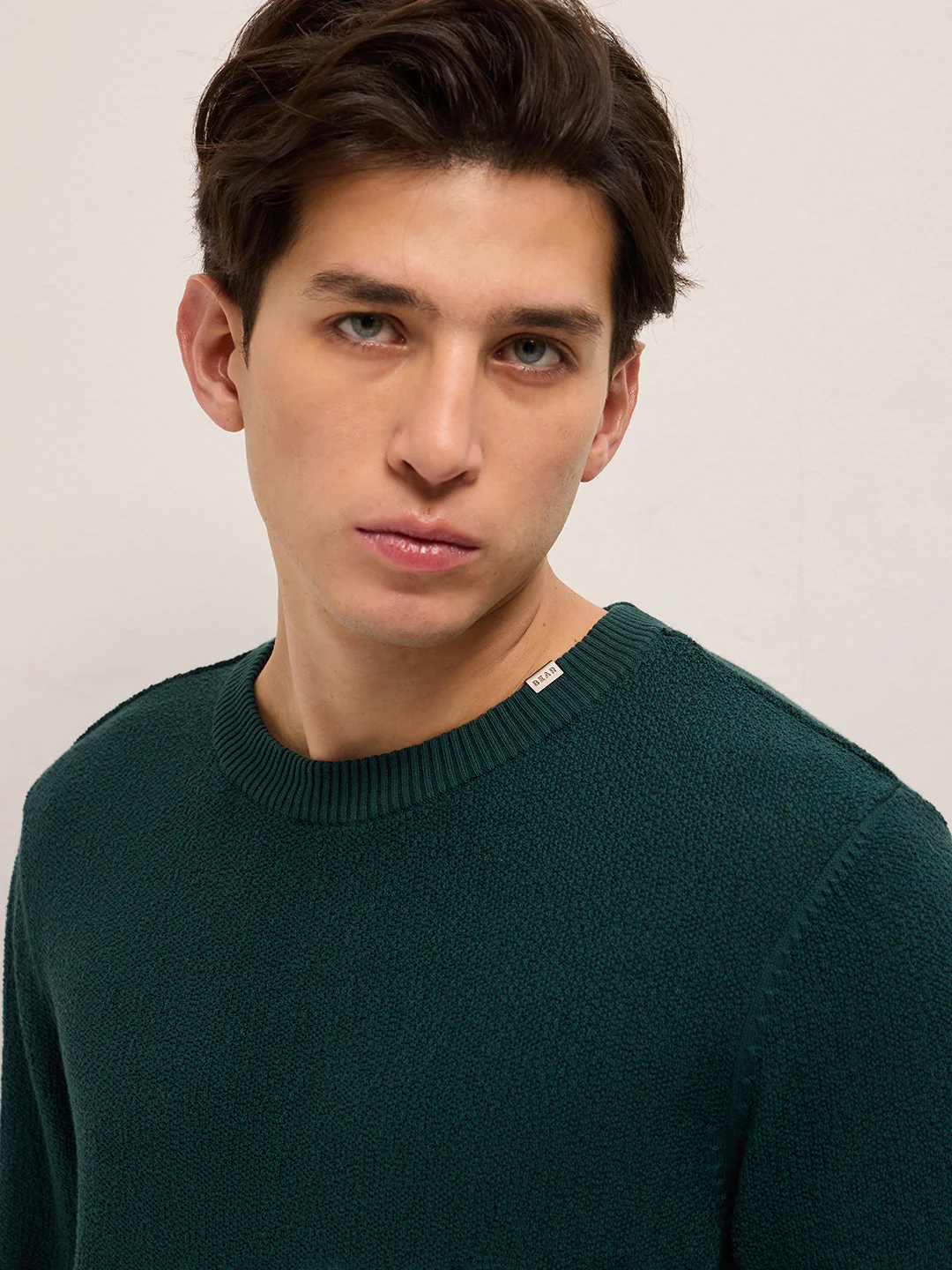 Men Green Regular Fit Full Sleeve Flat Knit T-Shirt - Image 5