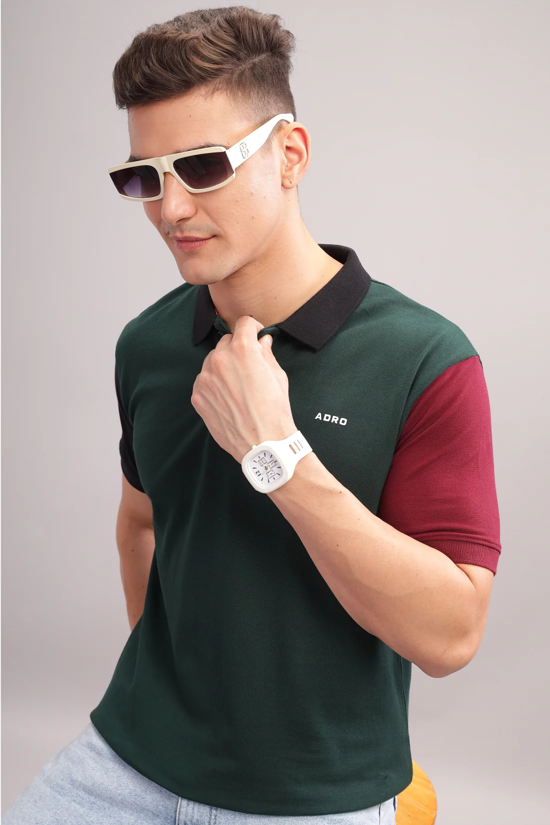 Men Green Regular Fit Polo T-Shirt - Image 3