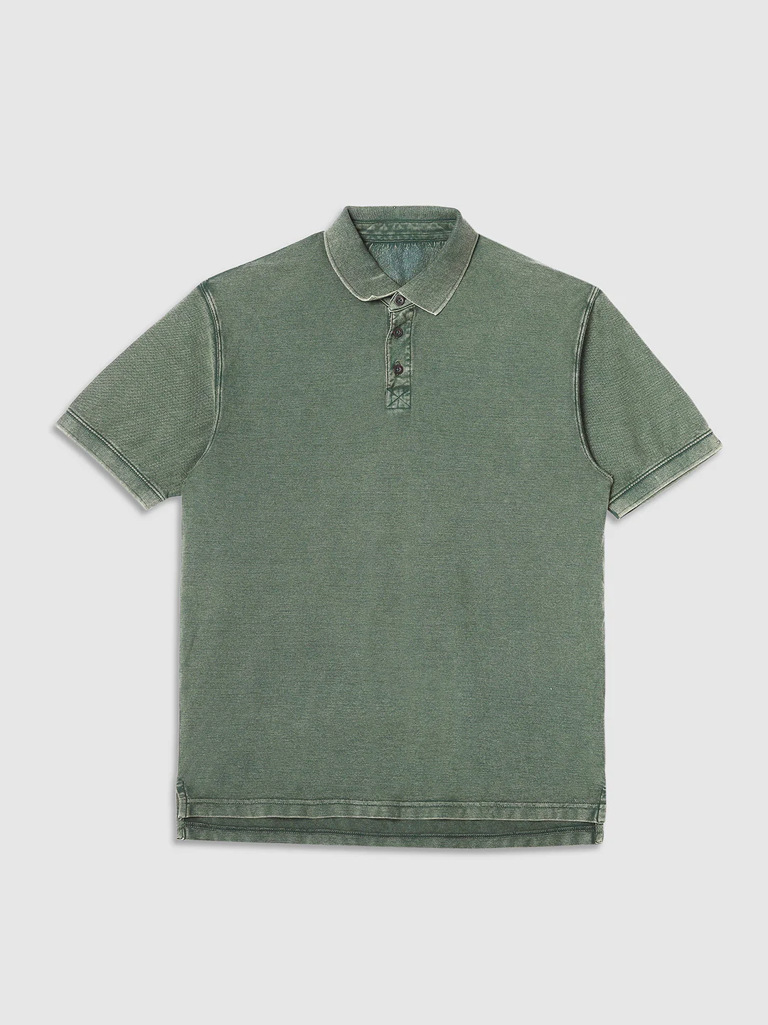 Men Green Drop Shoulder Oversize Polo T-Shirt - Image 7