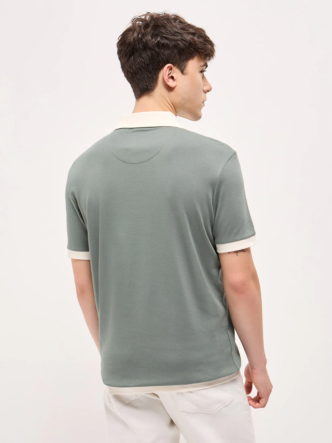 Men Green Relax Fit Polo T-shirt - Image 2
