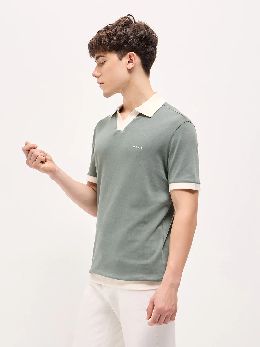 Men Green Relax Fit Polo T-shirt - Image 3