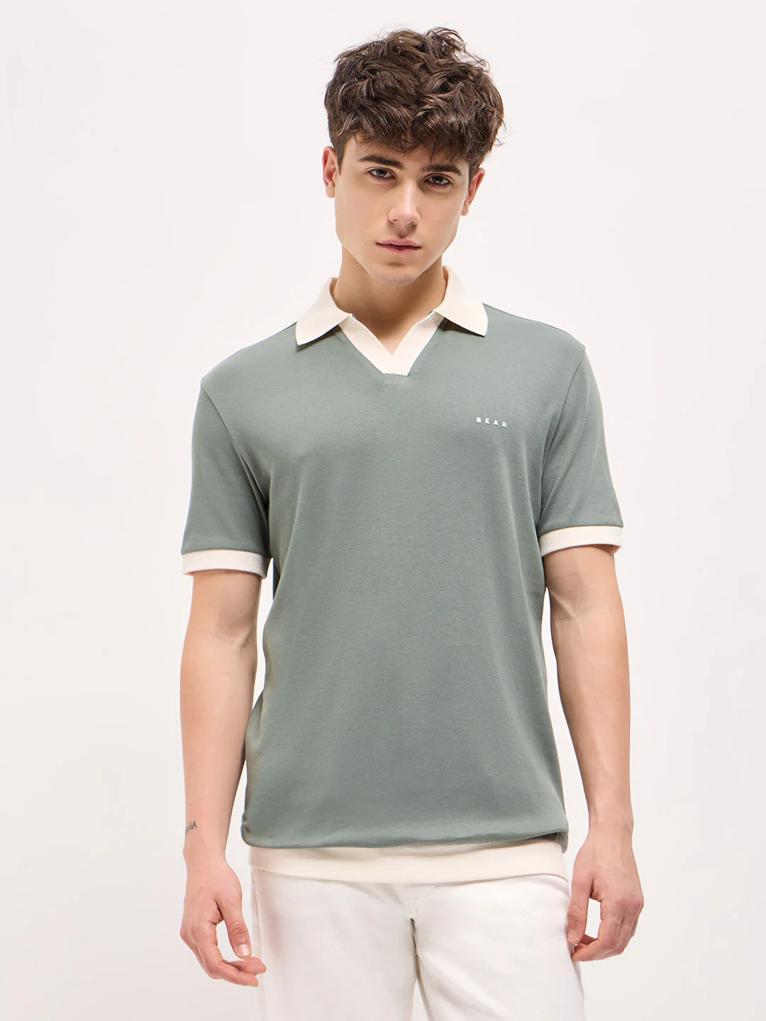 Men Green Relax Fit Polo T-shirt - Image 6