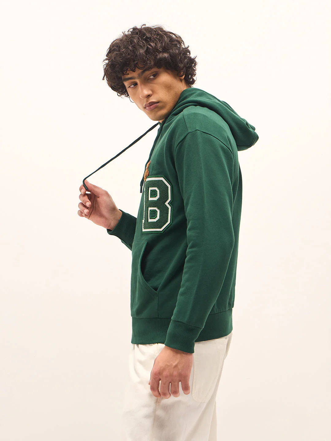 Men Green Relaxed Fit Hoodie - Image 3