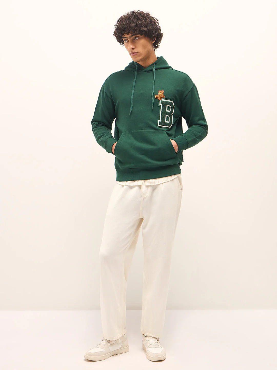 Men Green Relaxed Fit Hoodie - Image 4