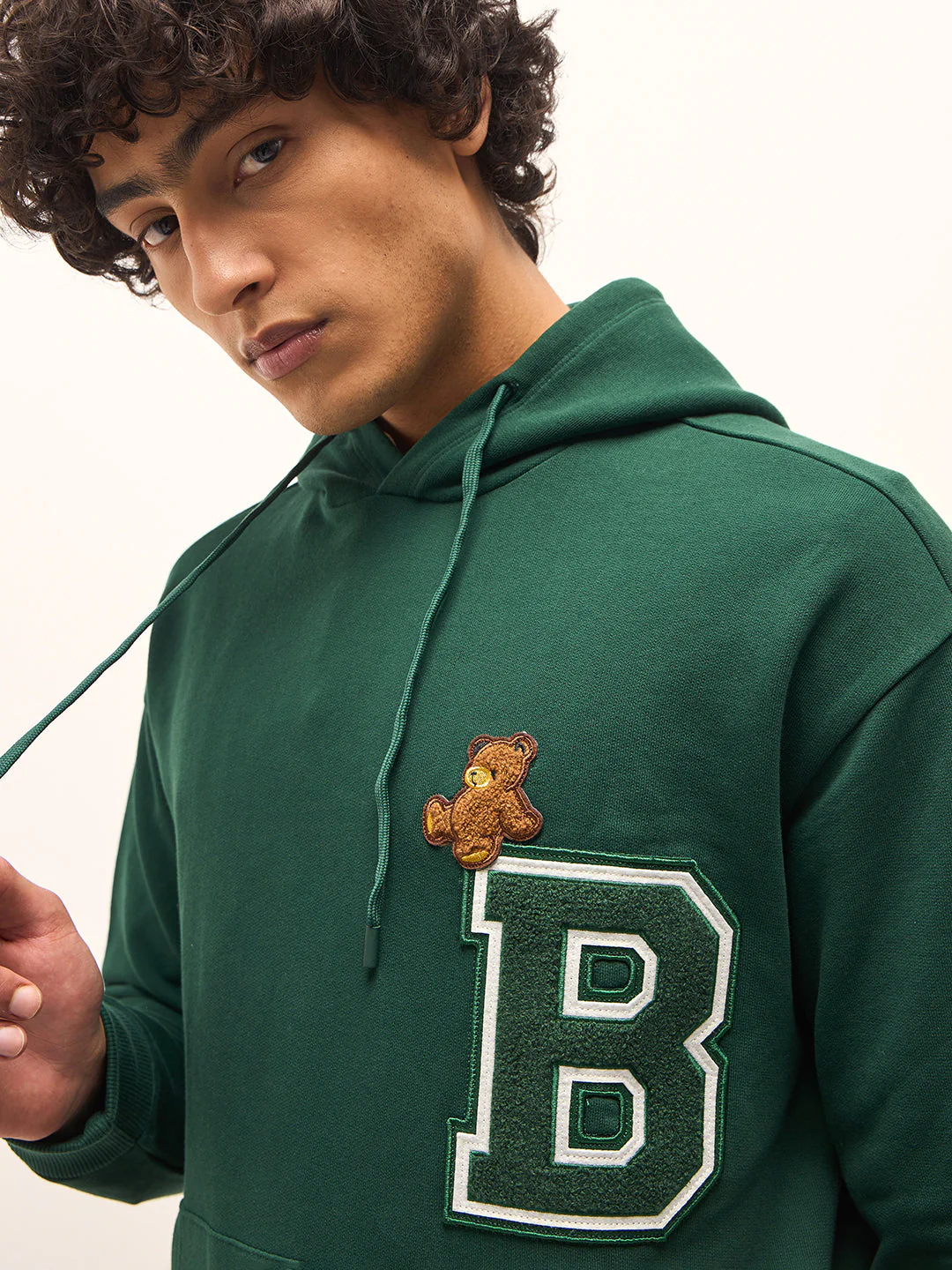 Men Green Relaxed Fit Hoodie - Image 5