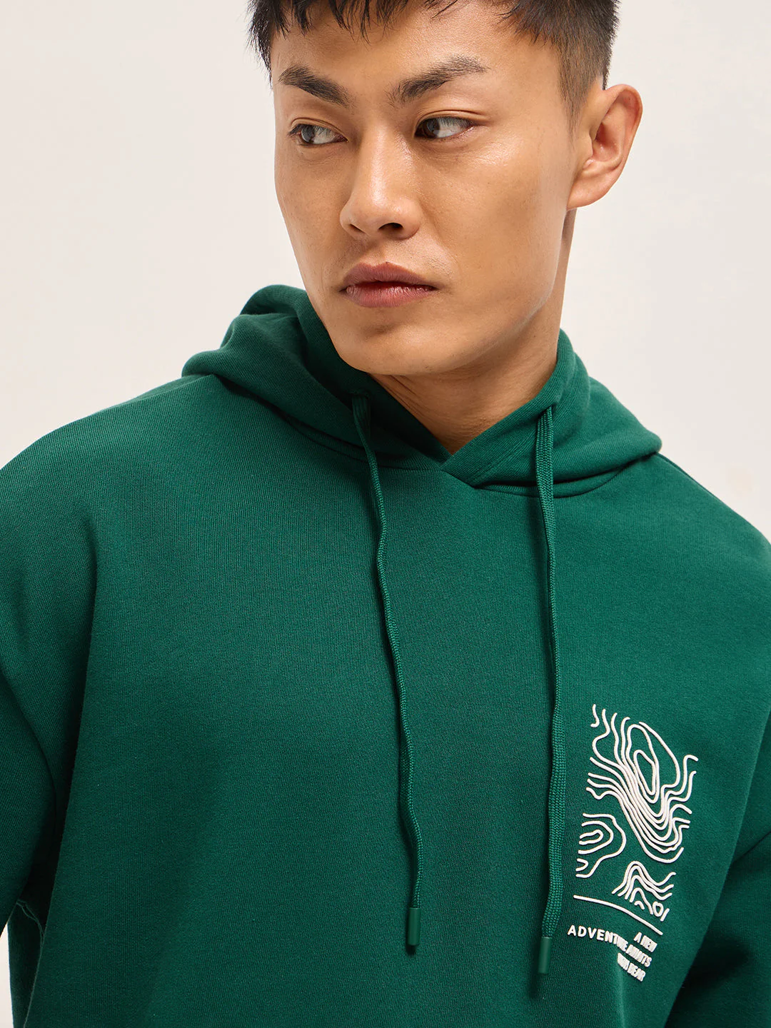 Men Green Relaxed Fit Hoodie - Image 5