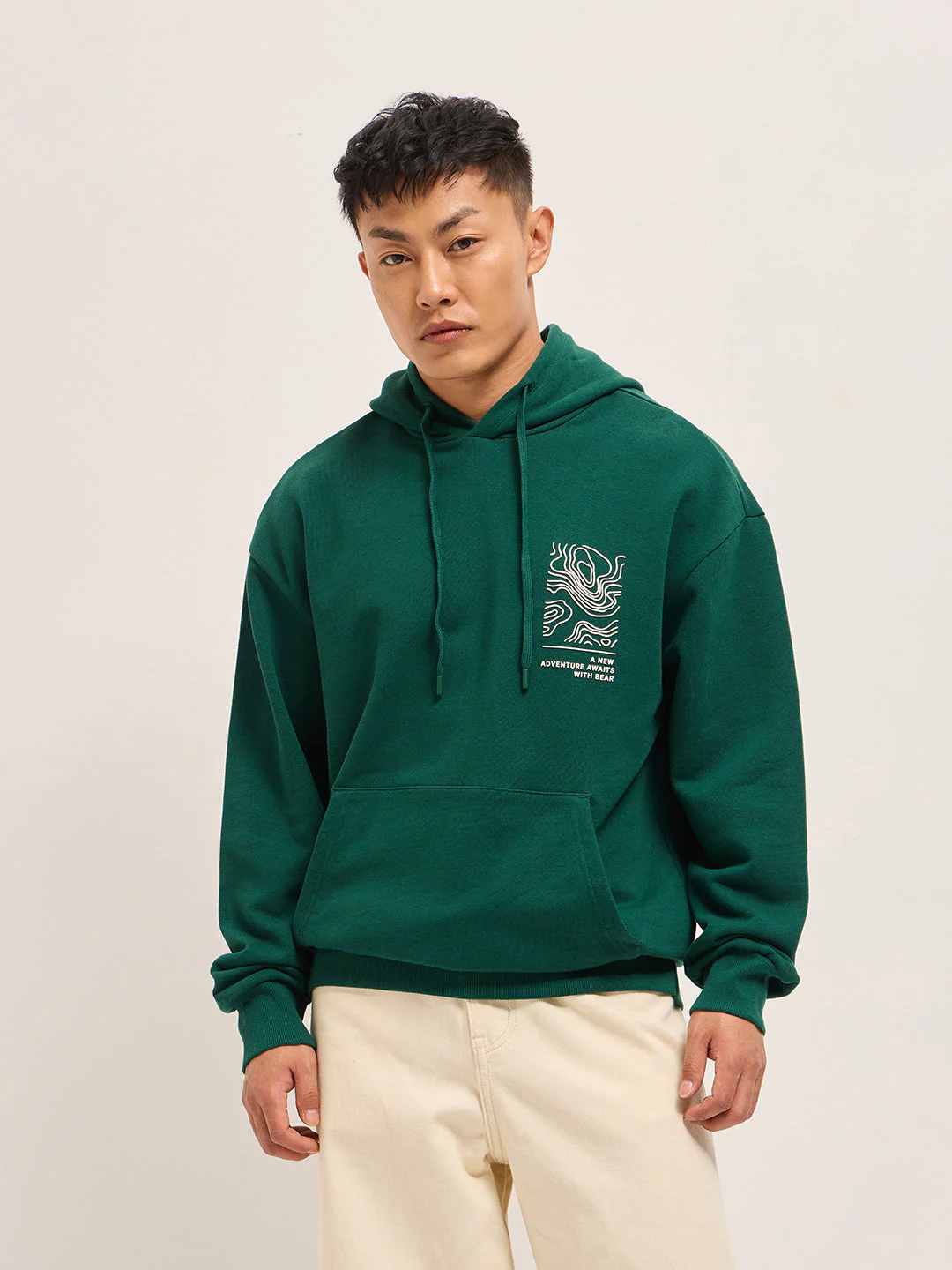Men Green Relaxed Fit Hoodie - Image 6