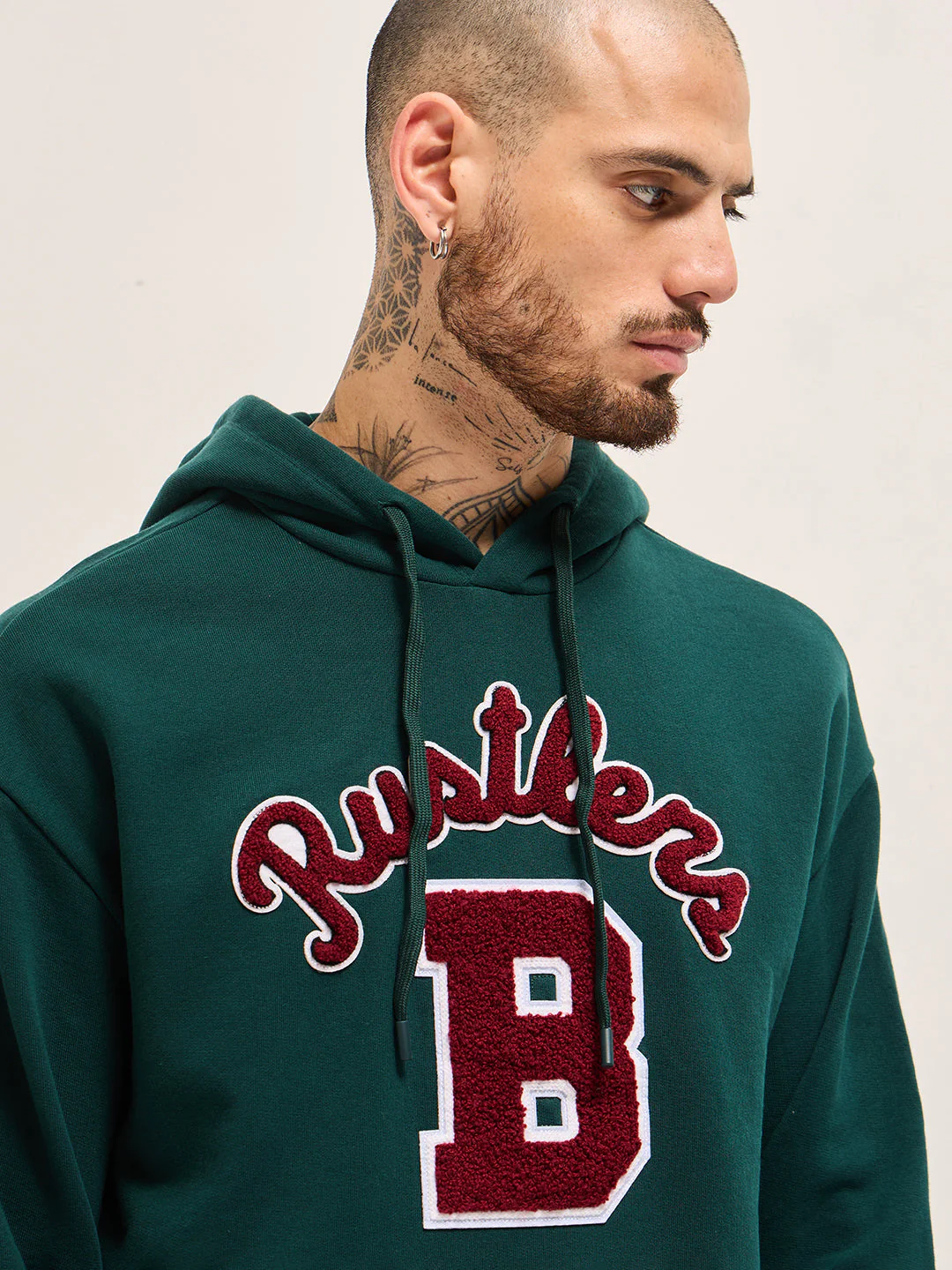 Men Green Relaxed Fit Hoodie - Image 5