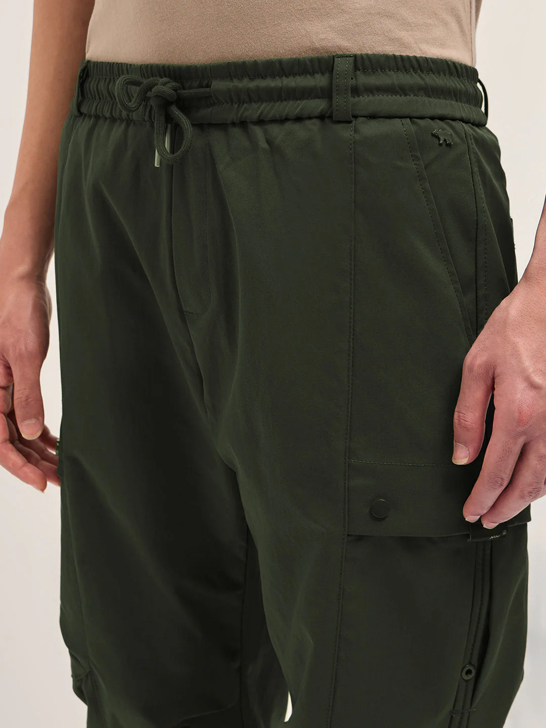 Men Green Relaxed Fit Polyester Cargo Pants - Image 5