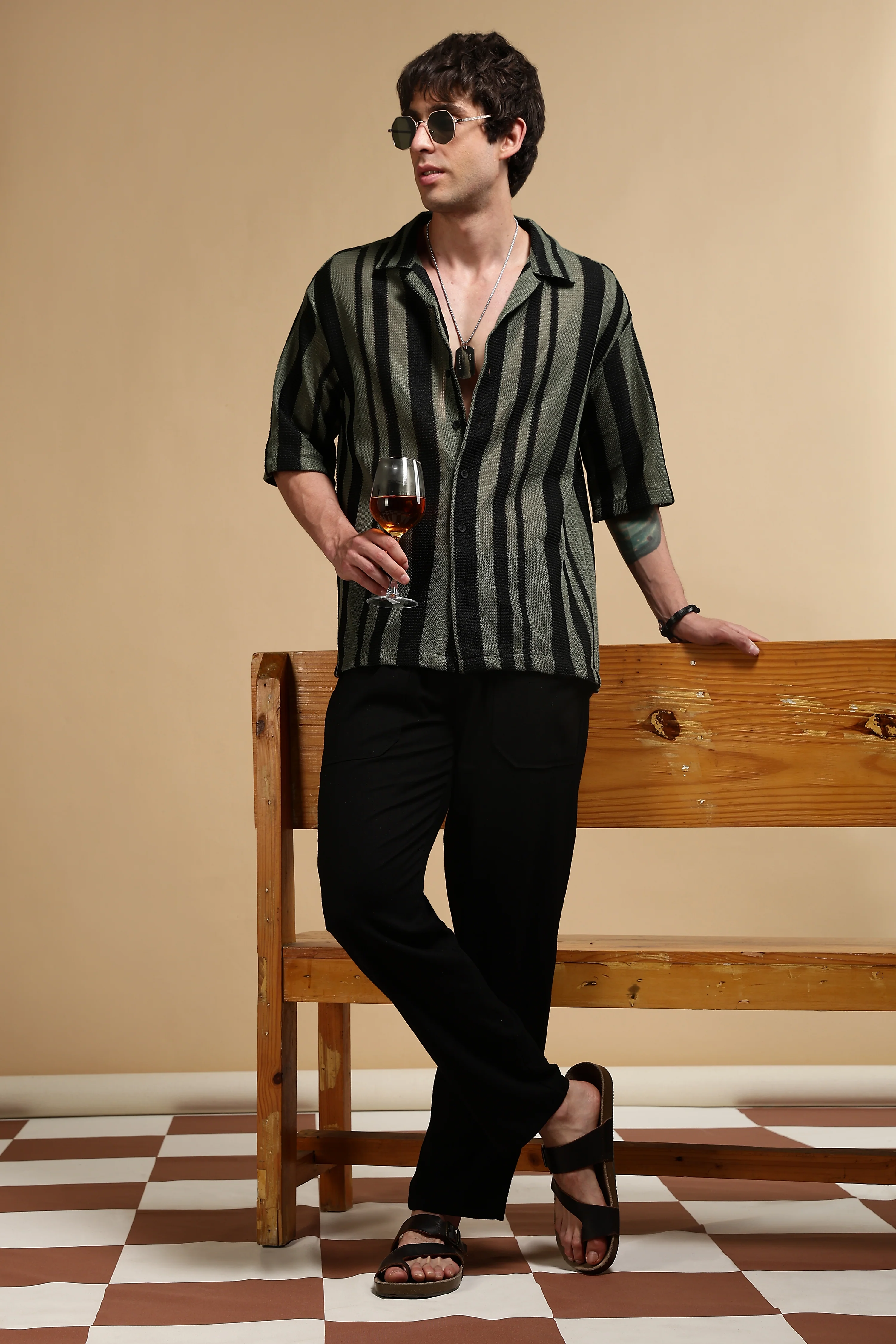 Men Green Relaxed Fit Striped Shirt - Image 10