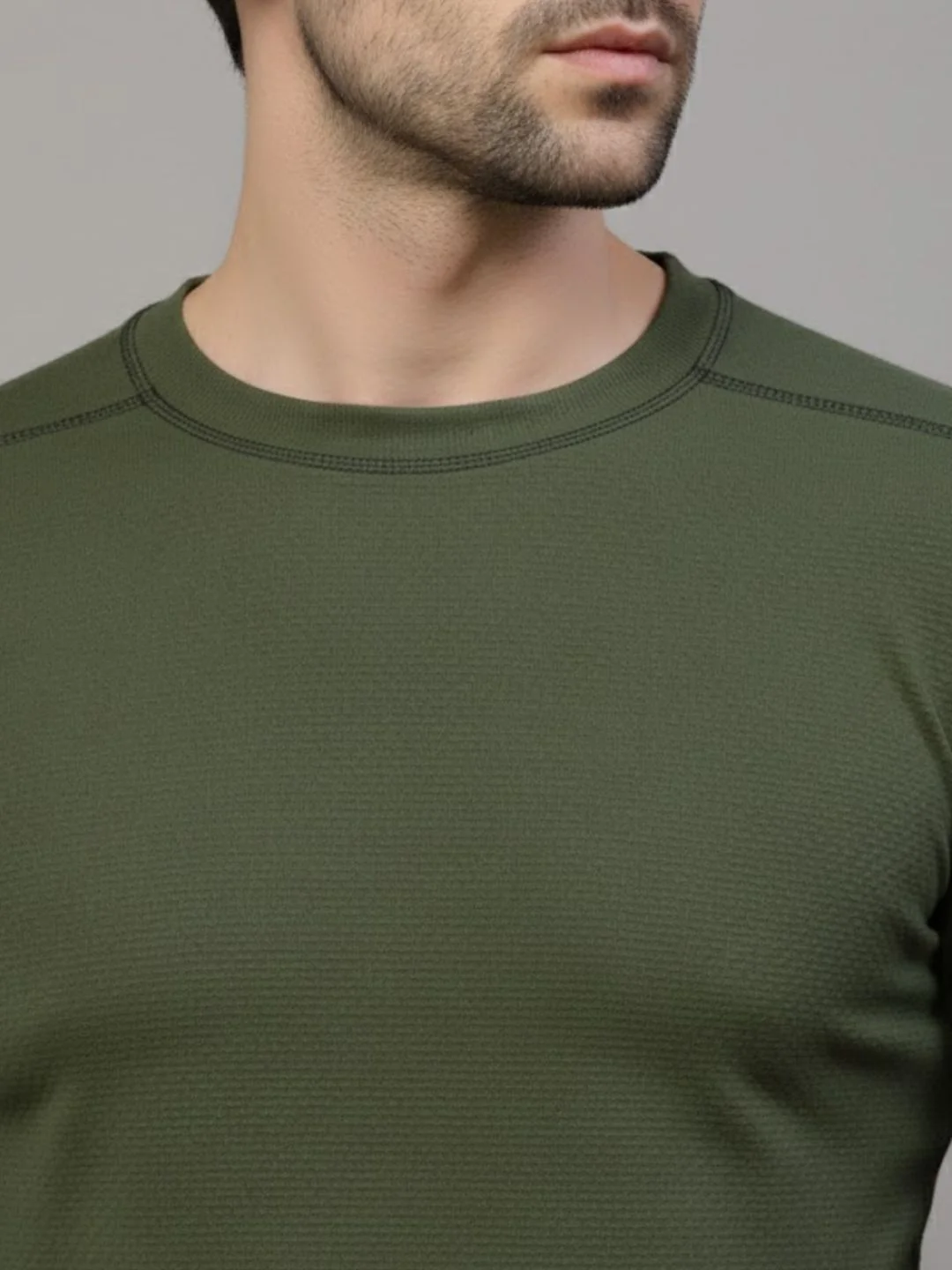 Men Green Round Neck Polyester T-Shirt - Image 3