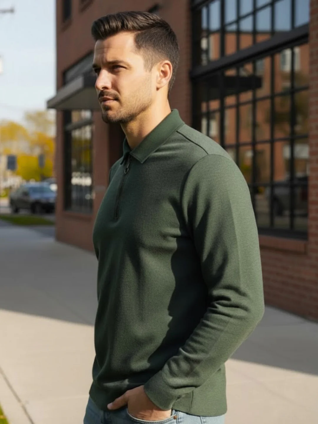 Men Green Semi-Formal Wear T-Shirt - Image 6