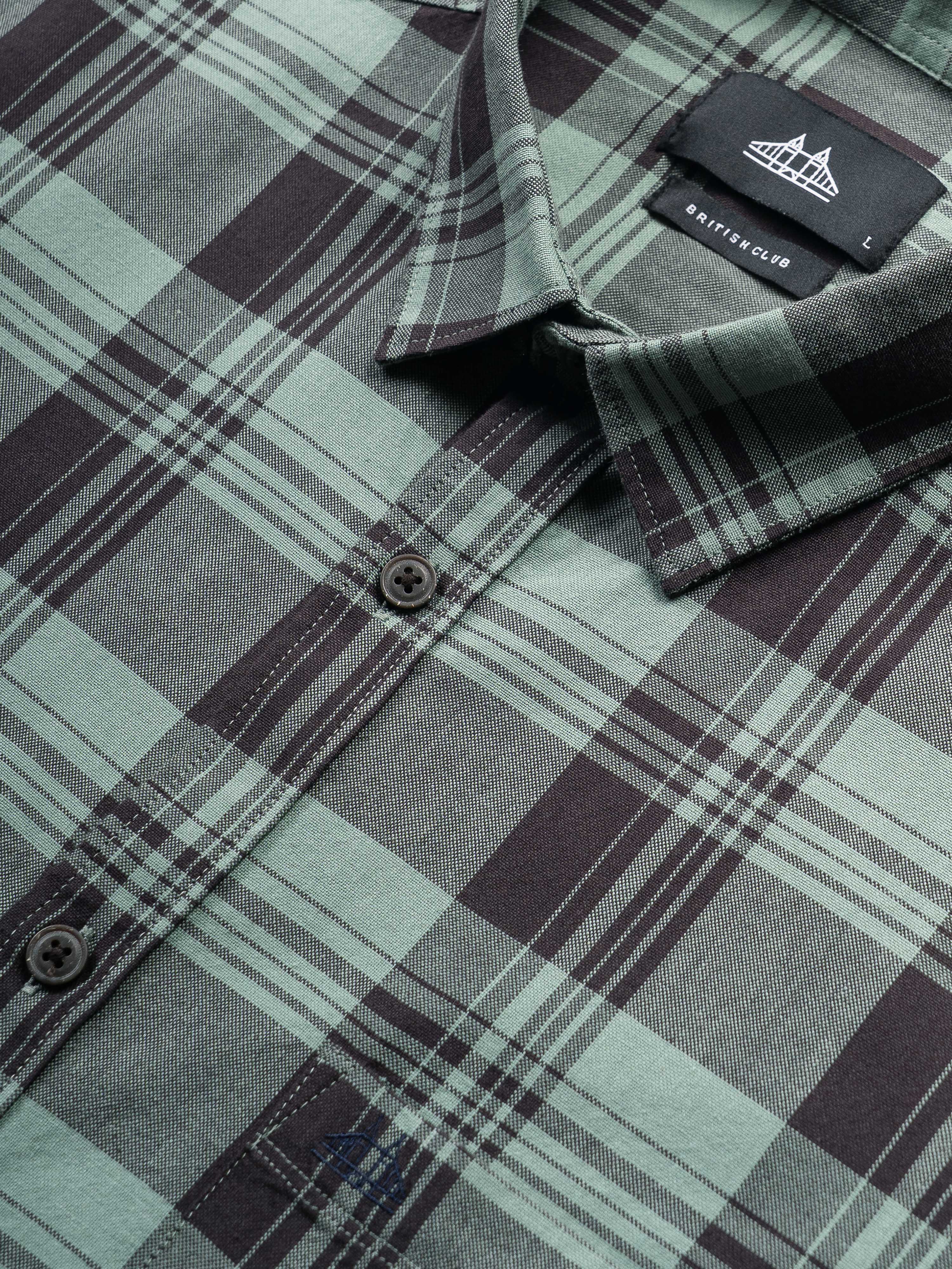 Men Green Slim Fit Checked Shirt - Image 7