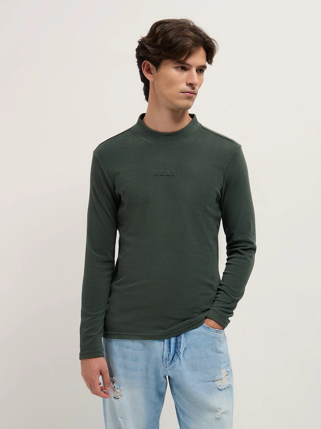 Men Green Slim Fit Crew Neck T-Shirt - Image 5