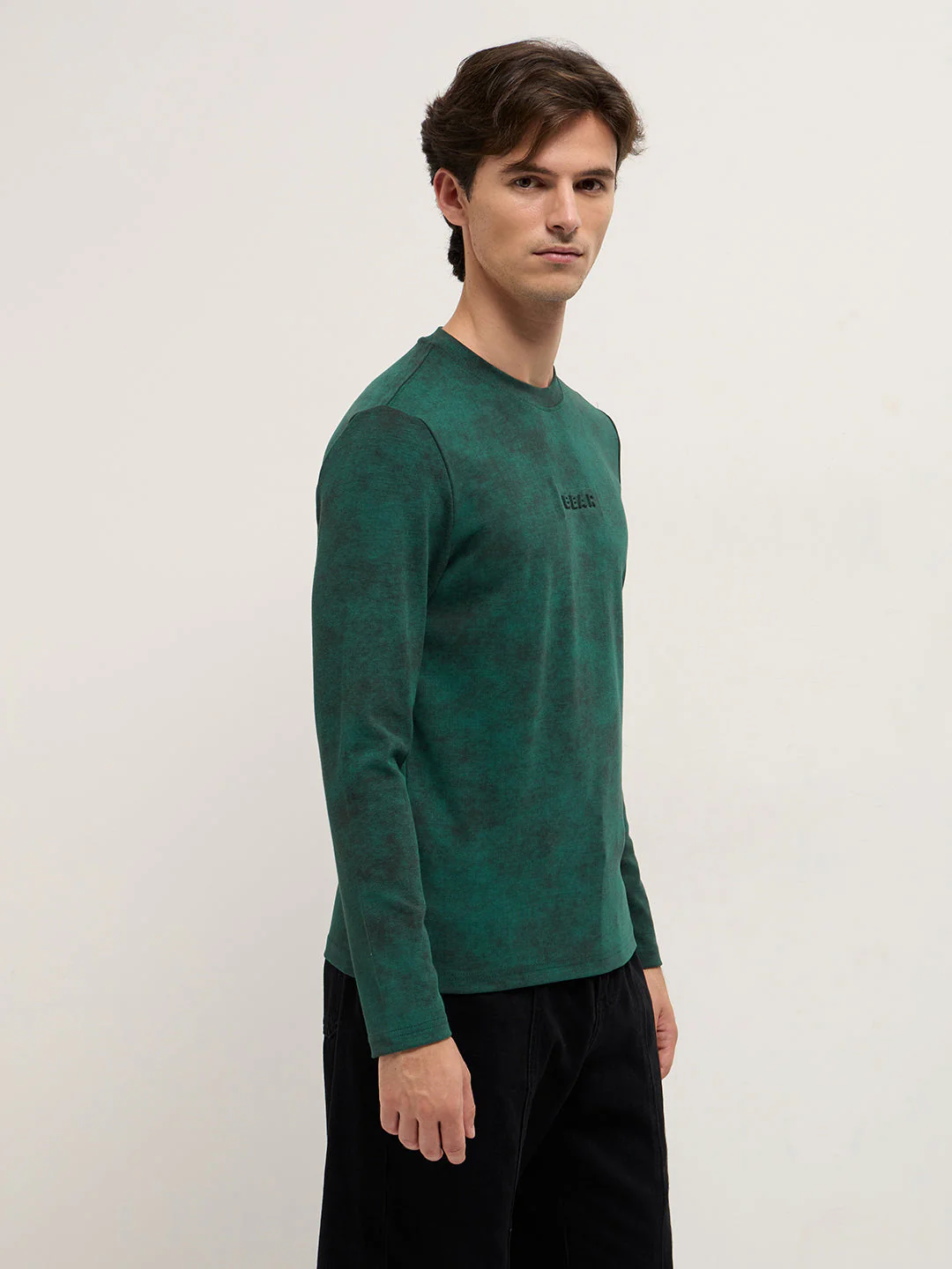Men Green Slim Fit Crew Neck T-Shirt - Image 3