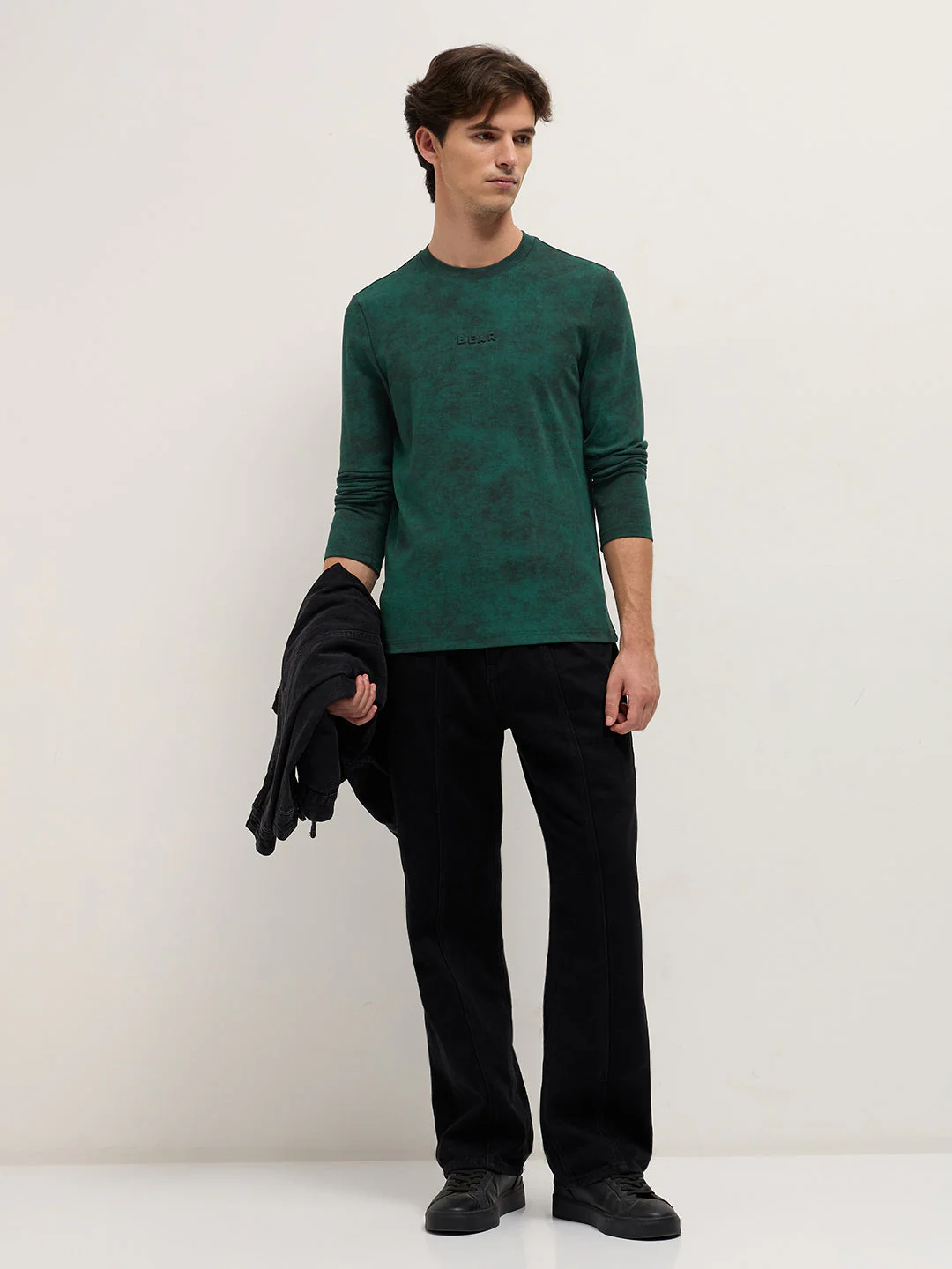 Men Green Slim Fit Crew Neck T-Shirt - Image 4