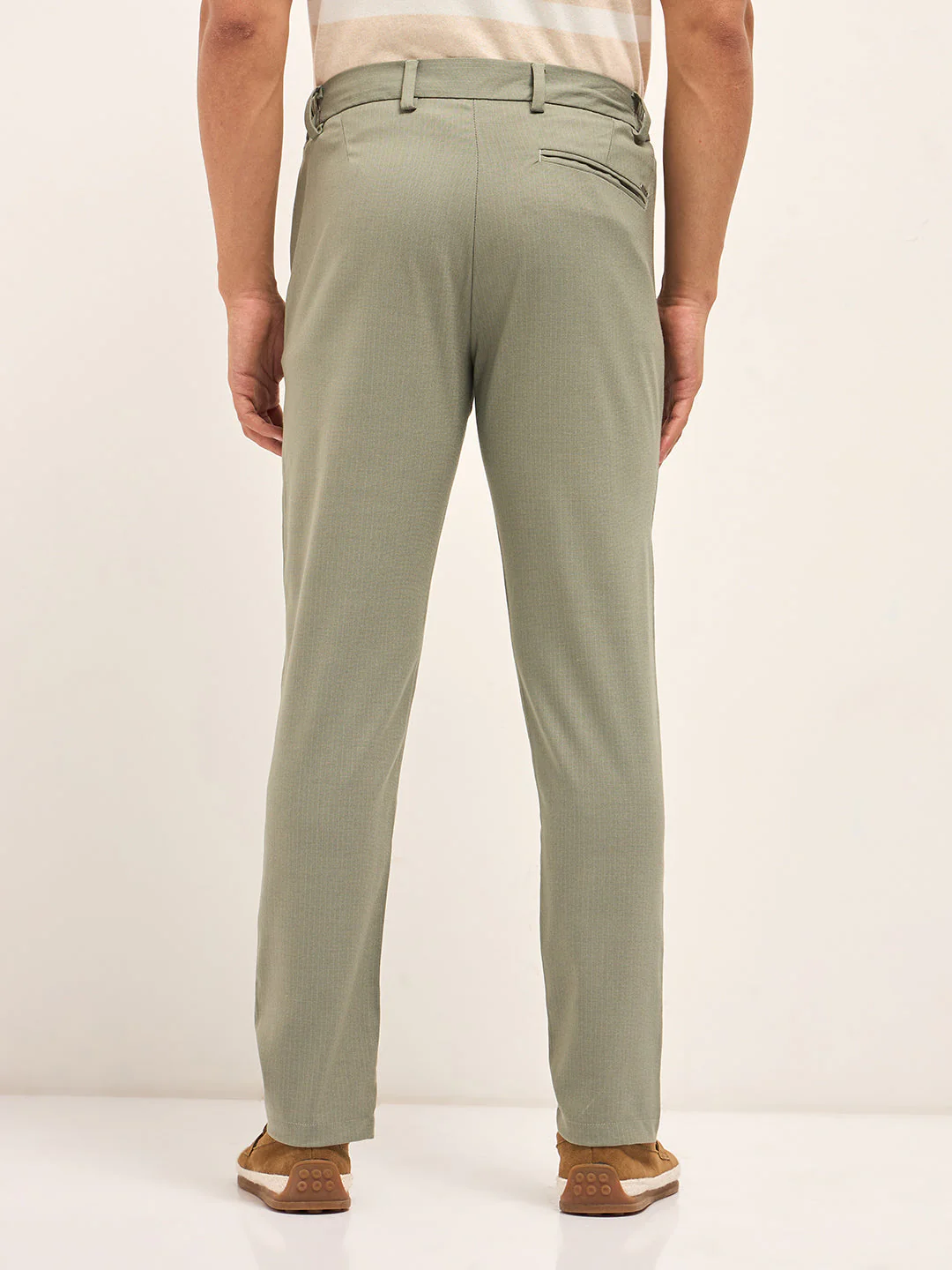 Men Green Slim Fit Formal Trousers - Image 2