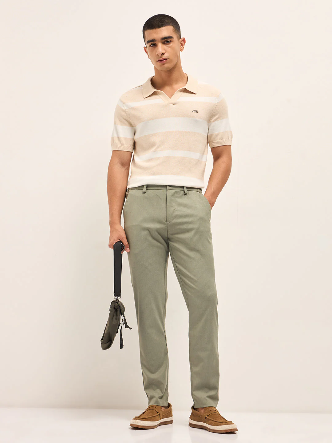 Men Green Slim Fit Formal Trousers - Image 4