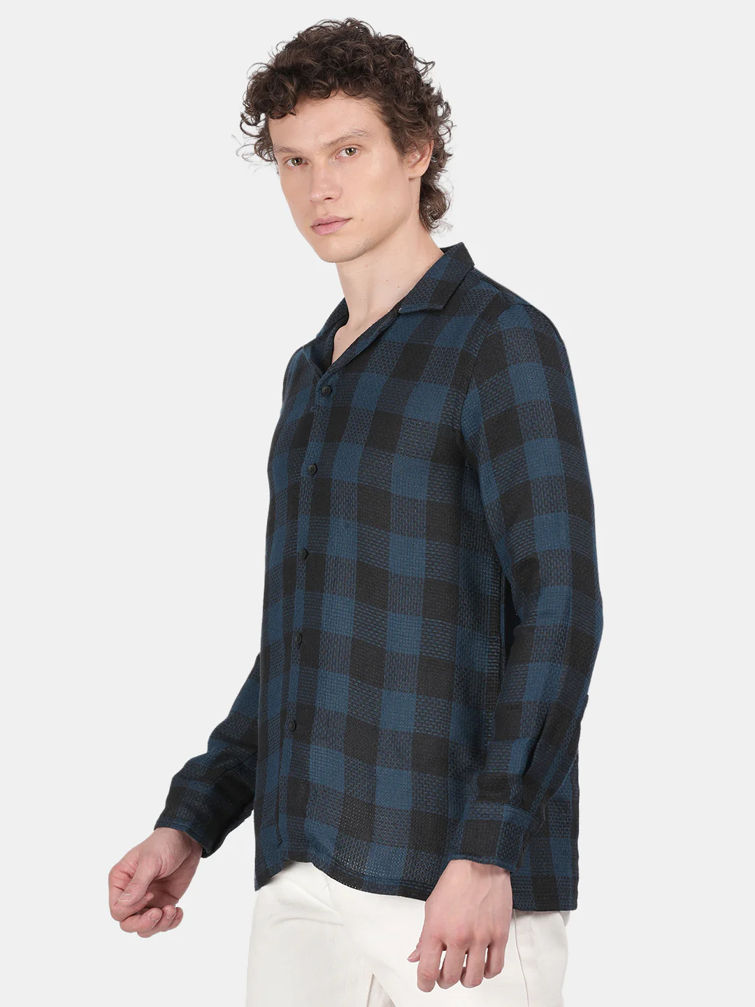 Men Green Slim Fit Lapel Collar Full Sleeve Casual Shirt - Image 5