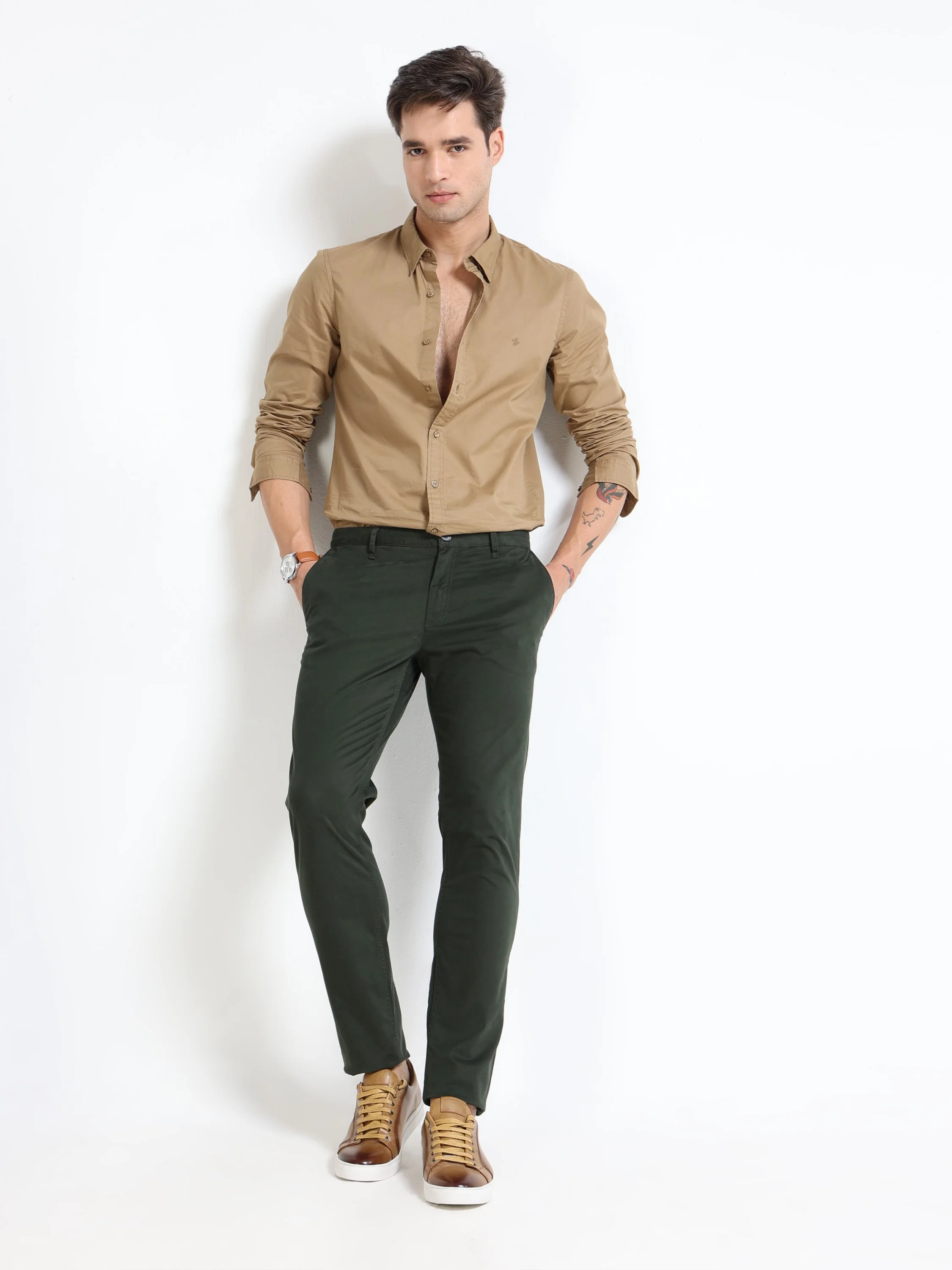Men Green Slim Fit Pant - Image 2