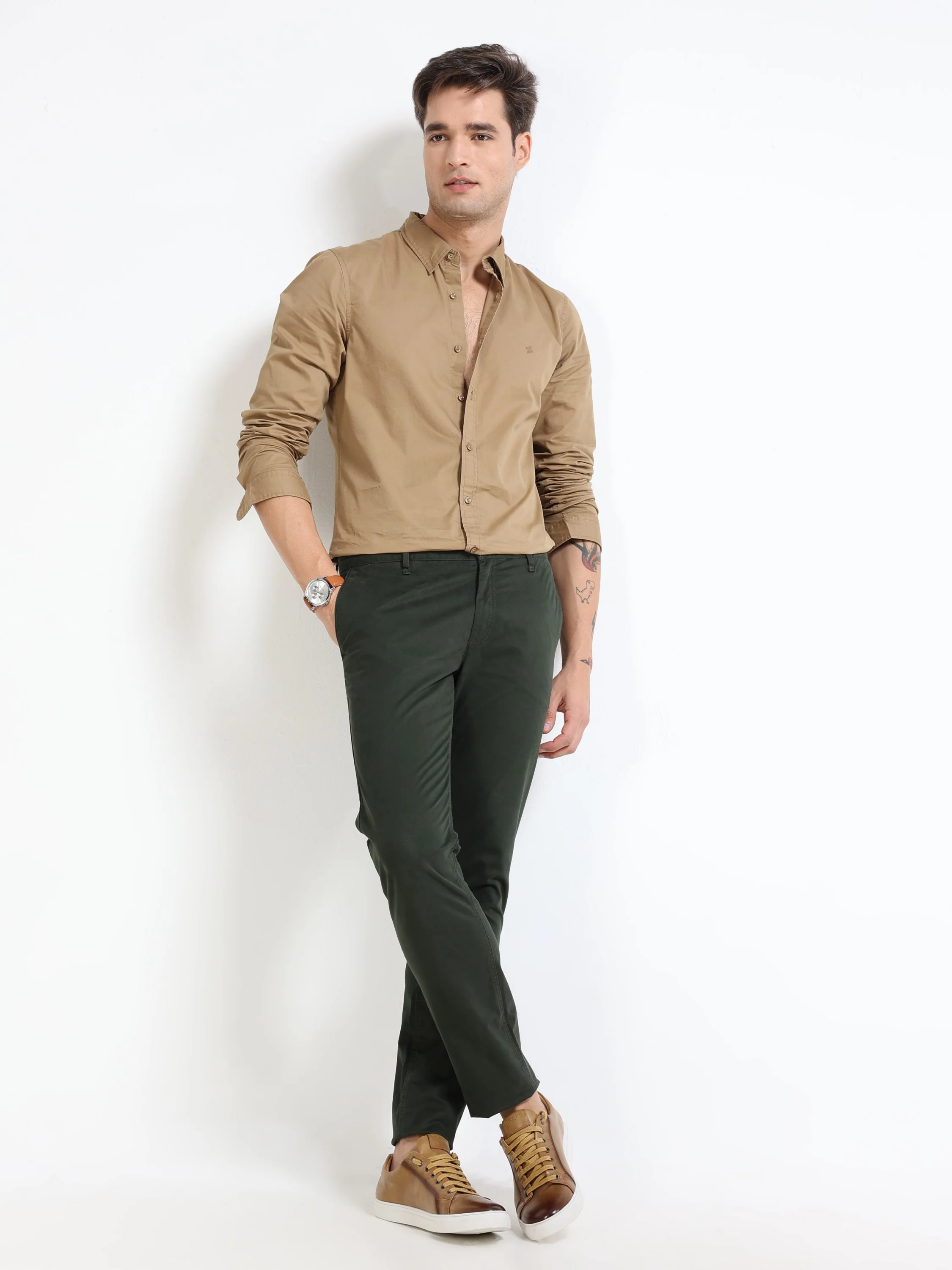 Men Green Slim Fit Pant - Image 4