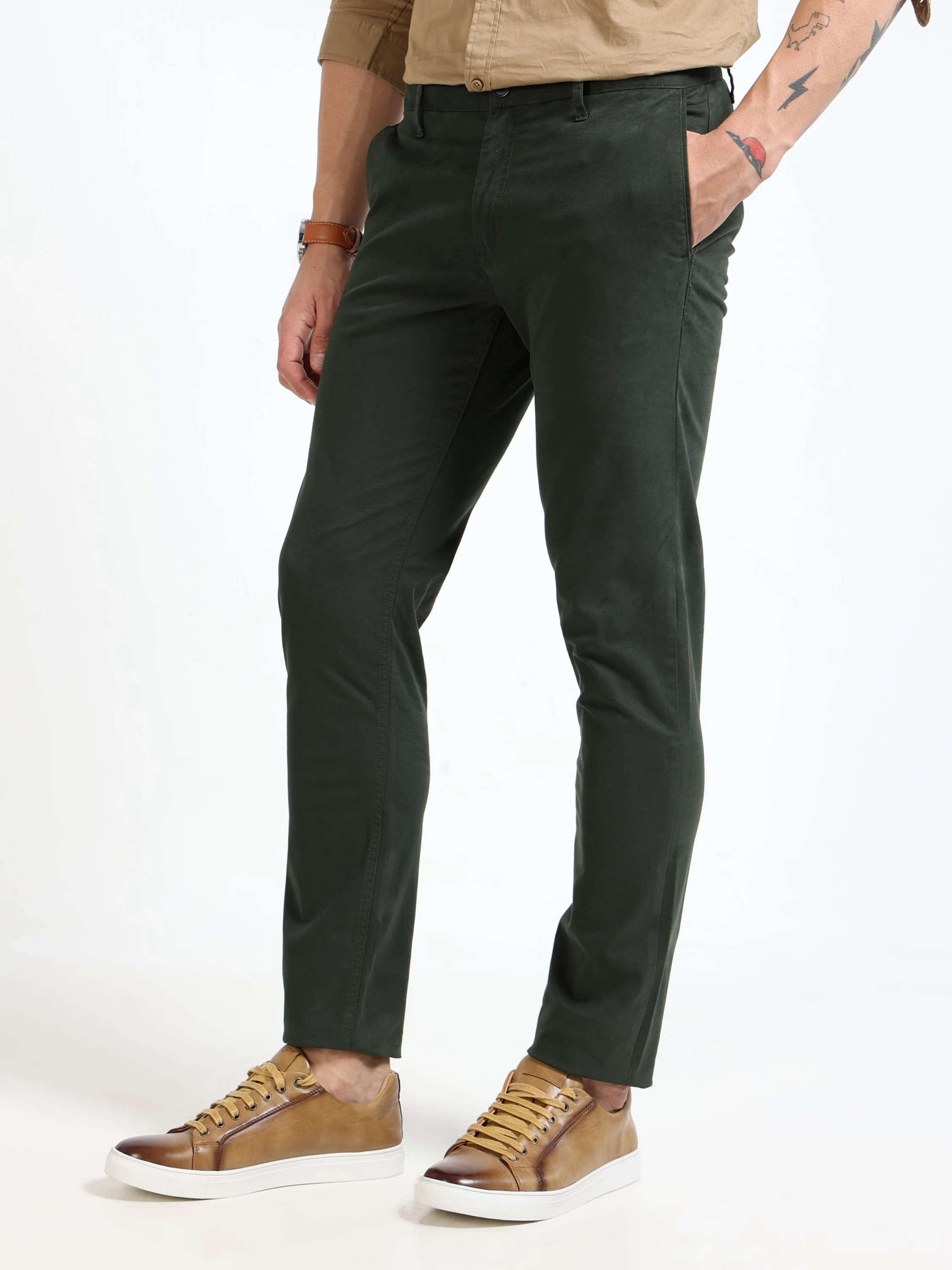 Men Green Slim Fit Pant - Image 5