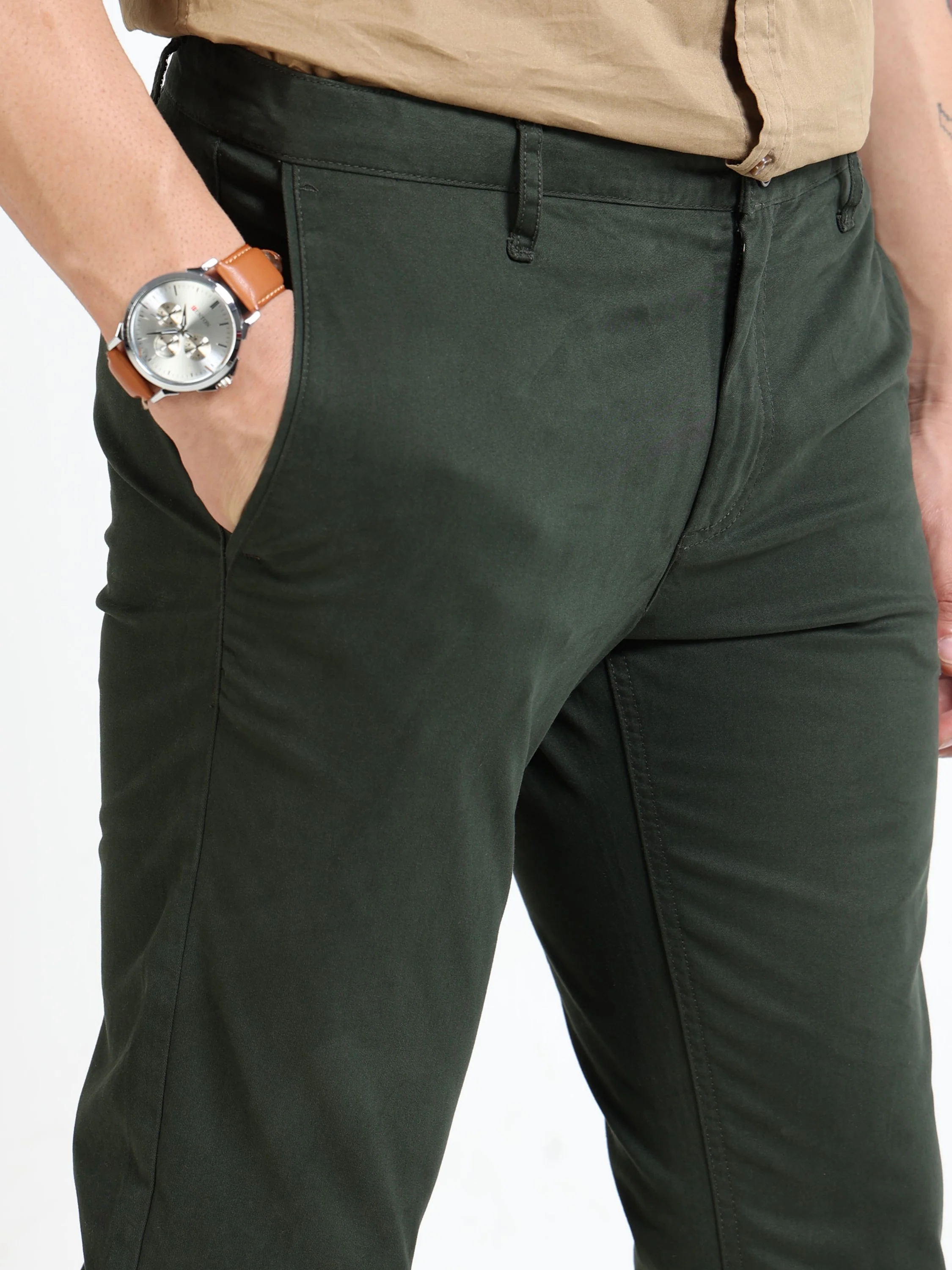 Men Green Slim Fit Pant - Image 7