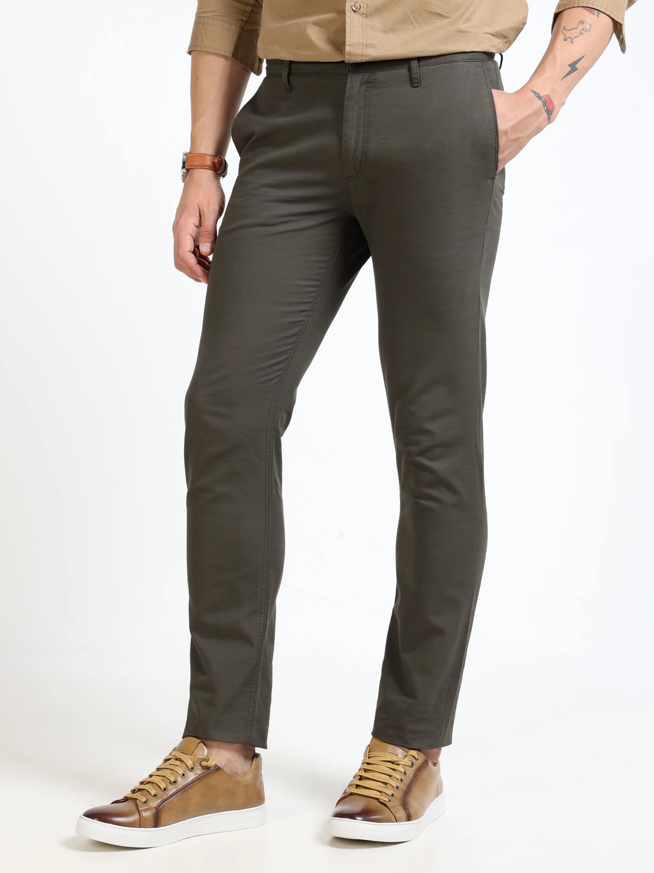 Men Green Slim Fit Pant - Image 3