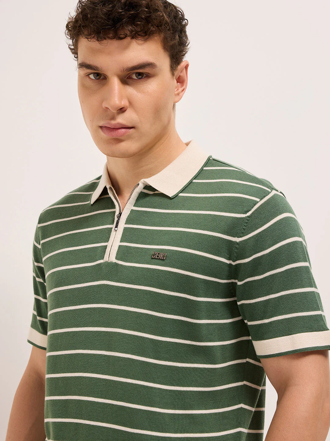 Men Green Slim Fit Polo - Image 5