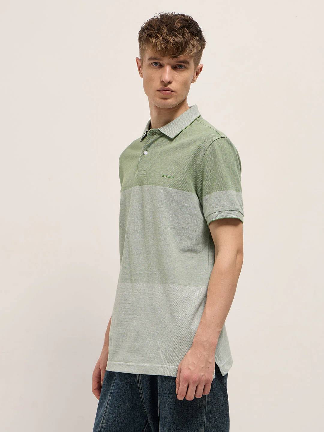 Men Green Slim Fit Polo - Image 3