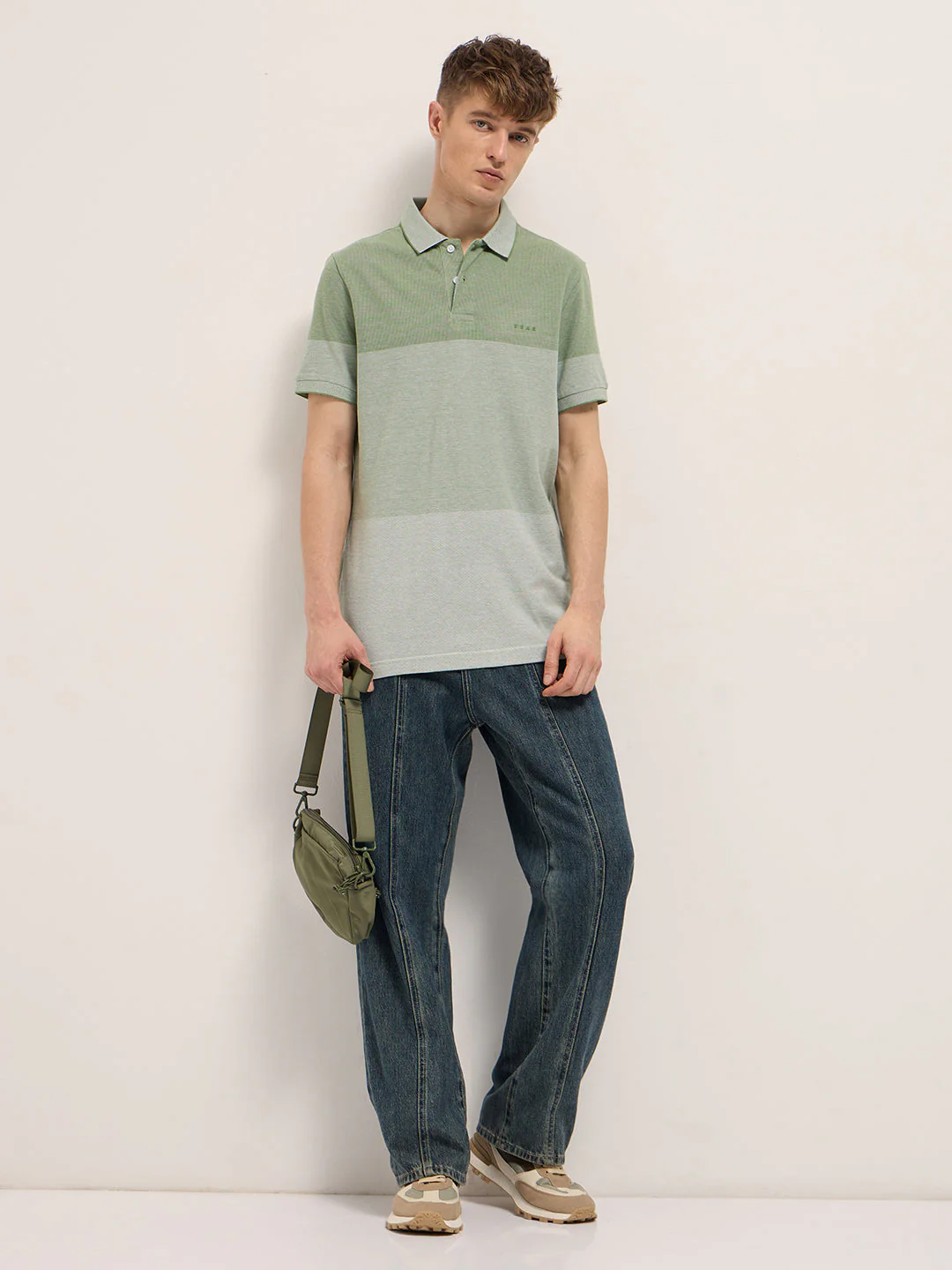 Men Green Slim Fit Polo - Image 4