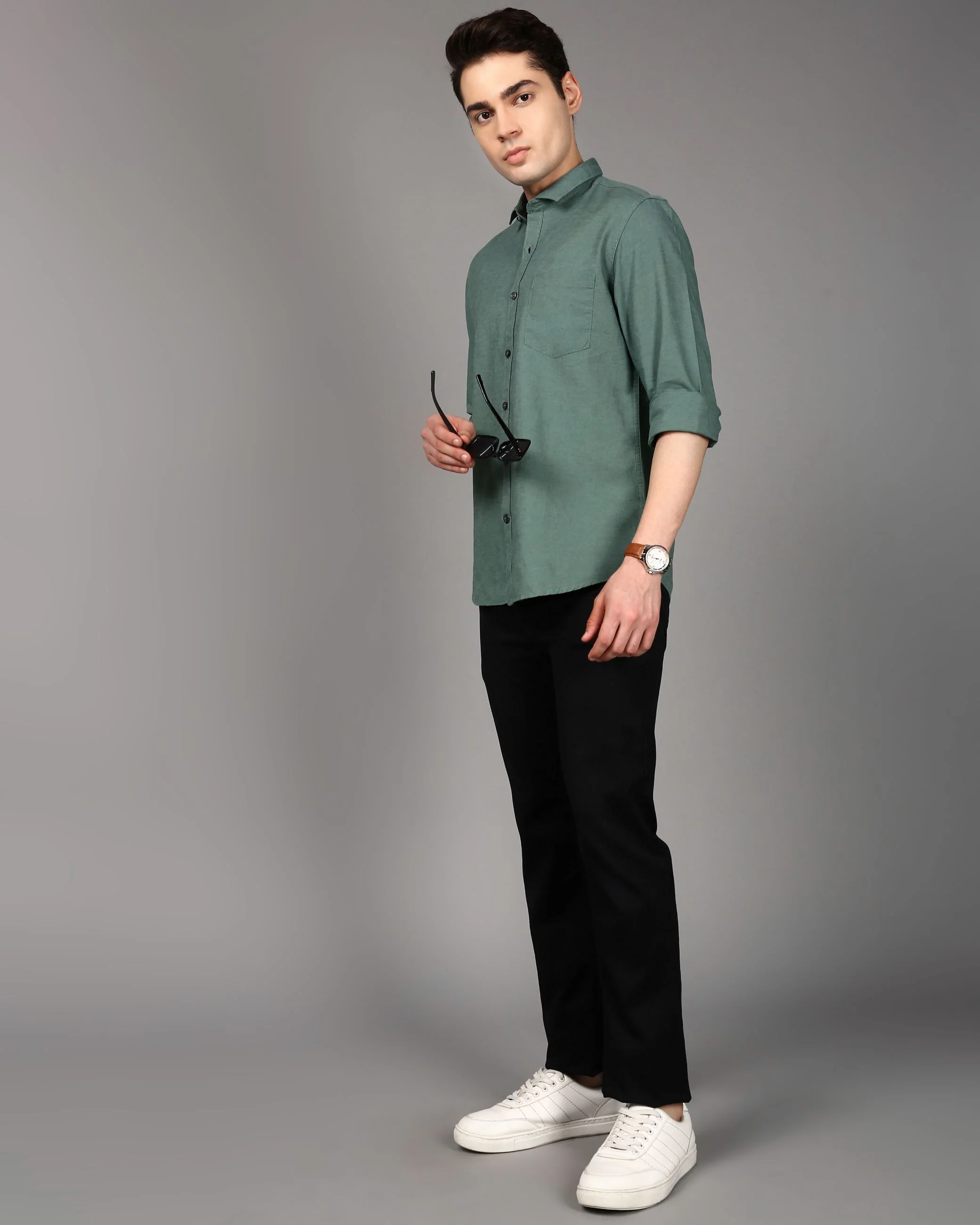 Men Green Slim Fit Shirt - Image 4