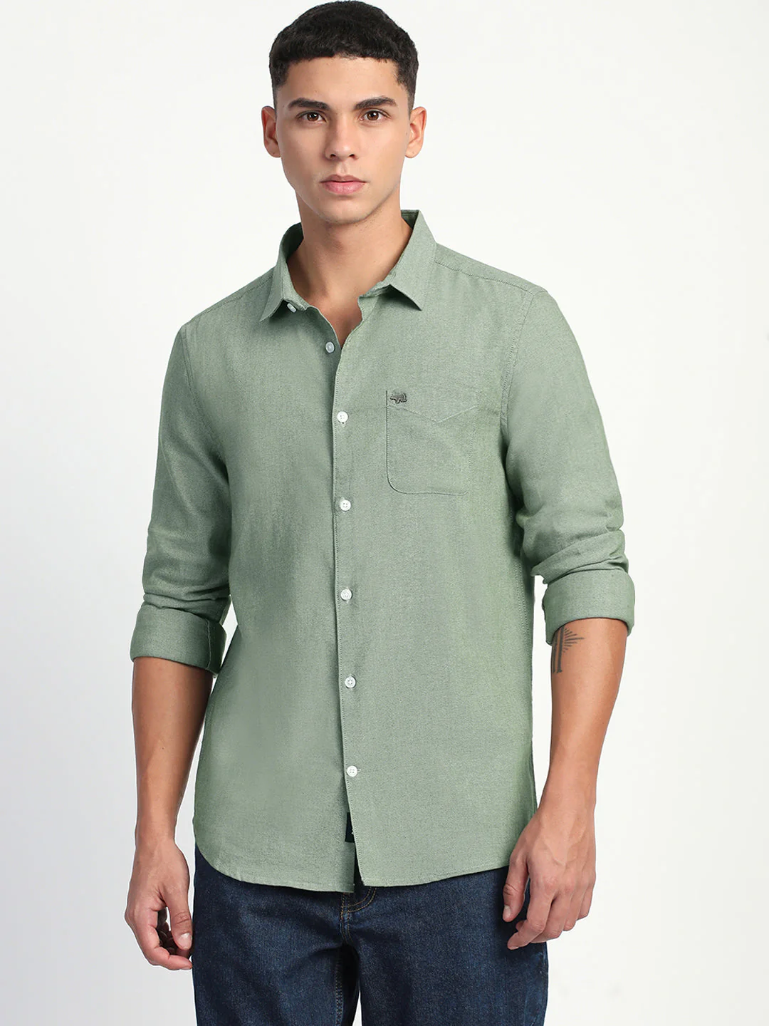 Men Green Slim Fit Shirt - Image 2