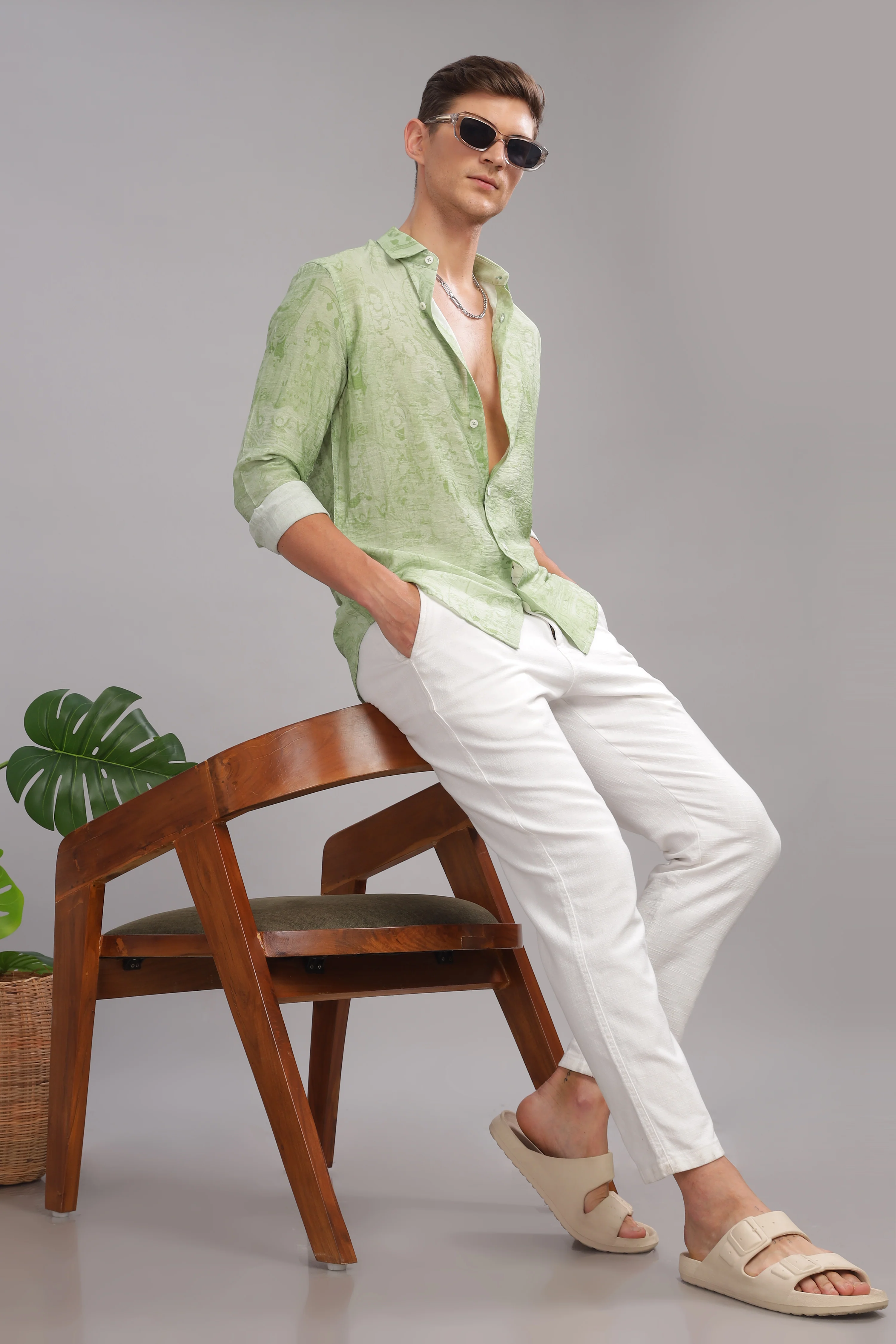 Men Green Slim Fit Shirt - Image 3