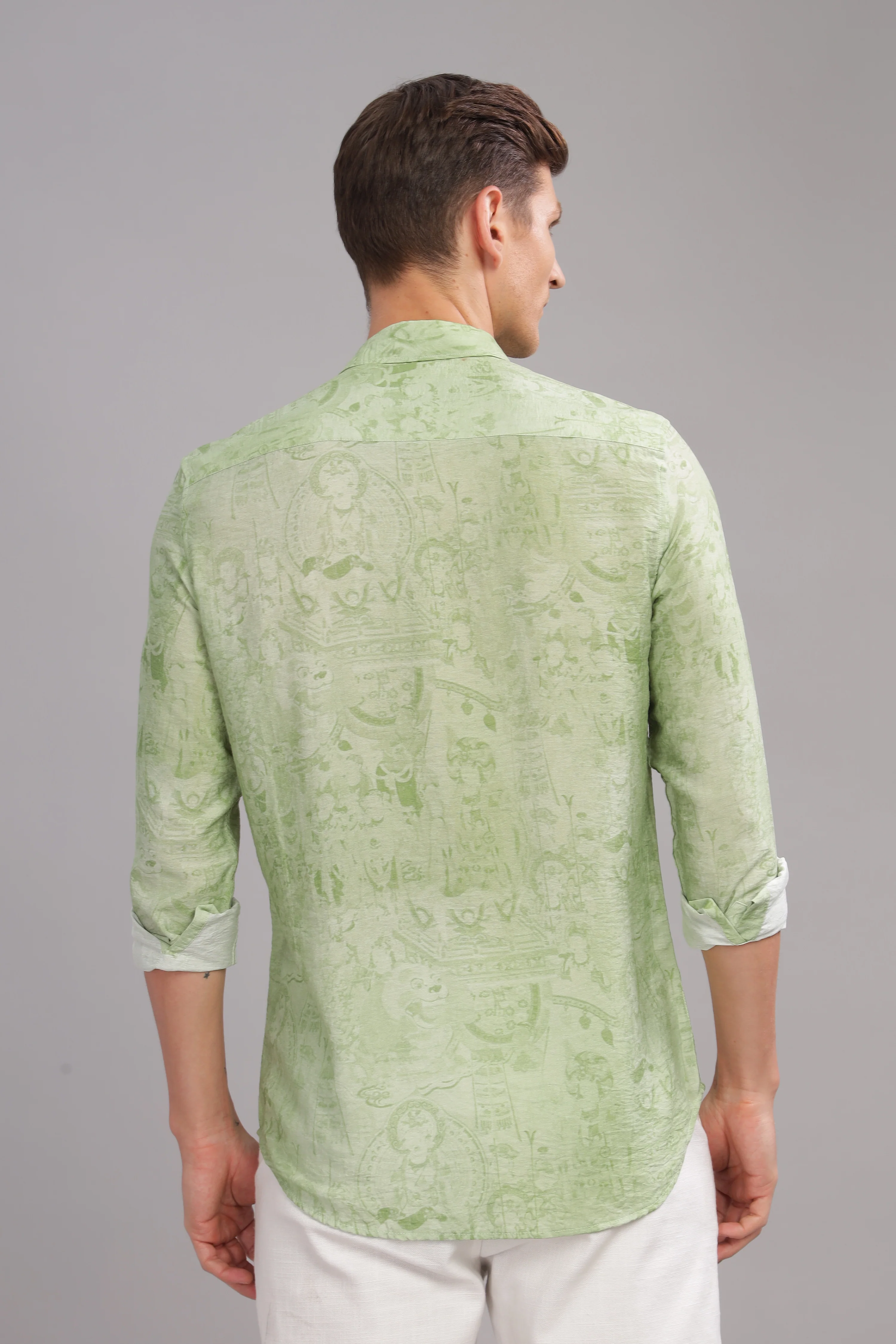 Men Green Slim Fit Shirt - Image 4