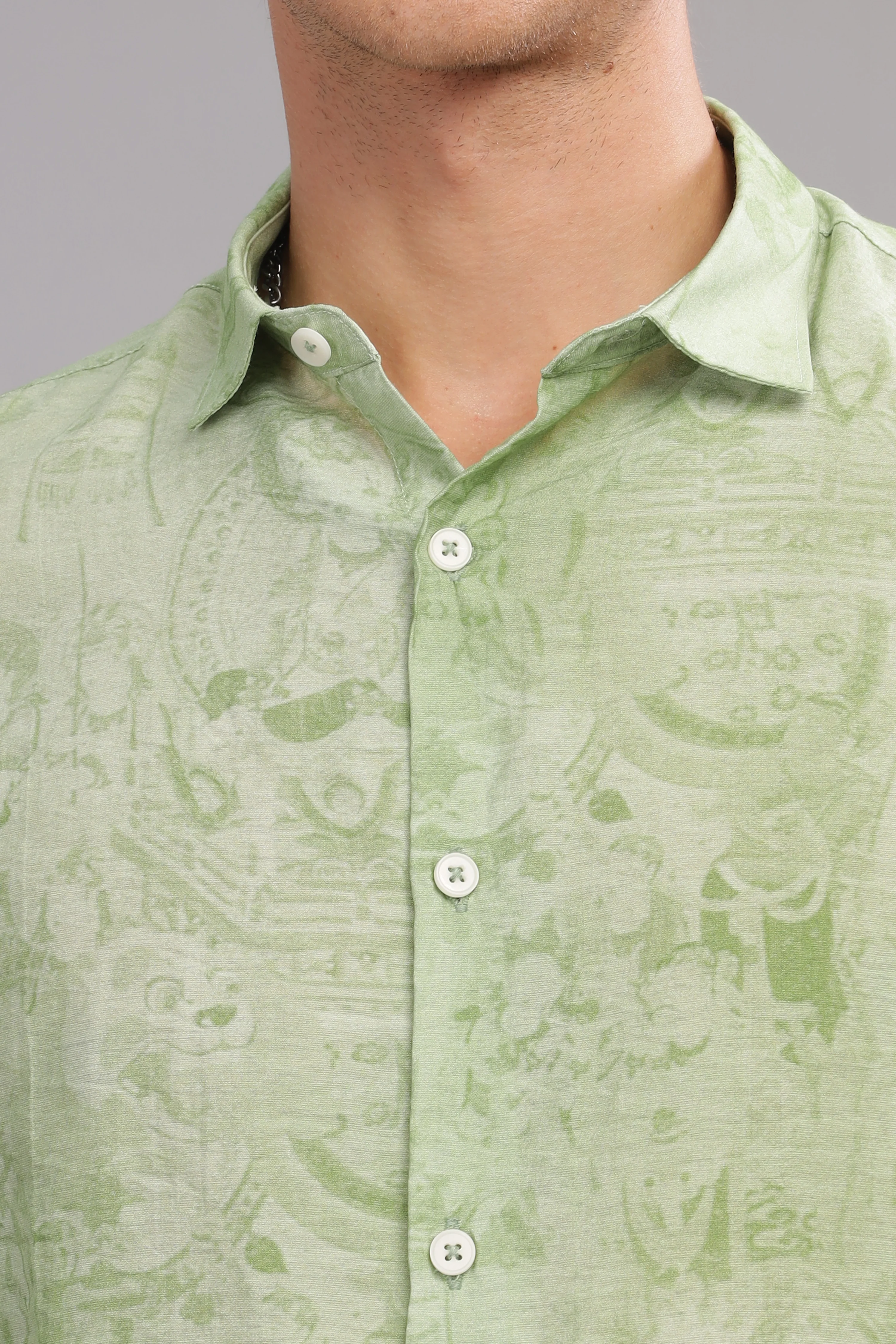 Men Green Slim Fit Shirt - Image 6