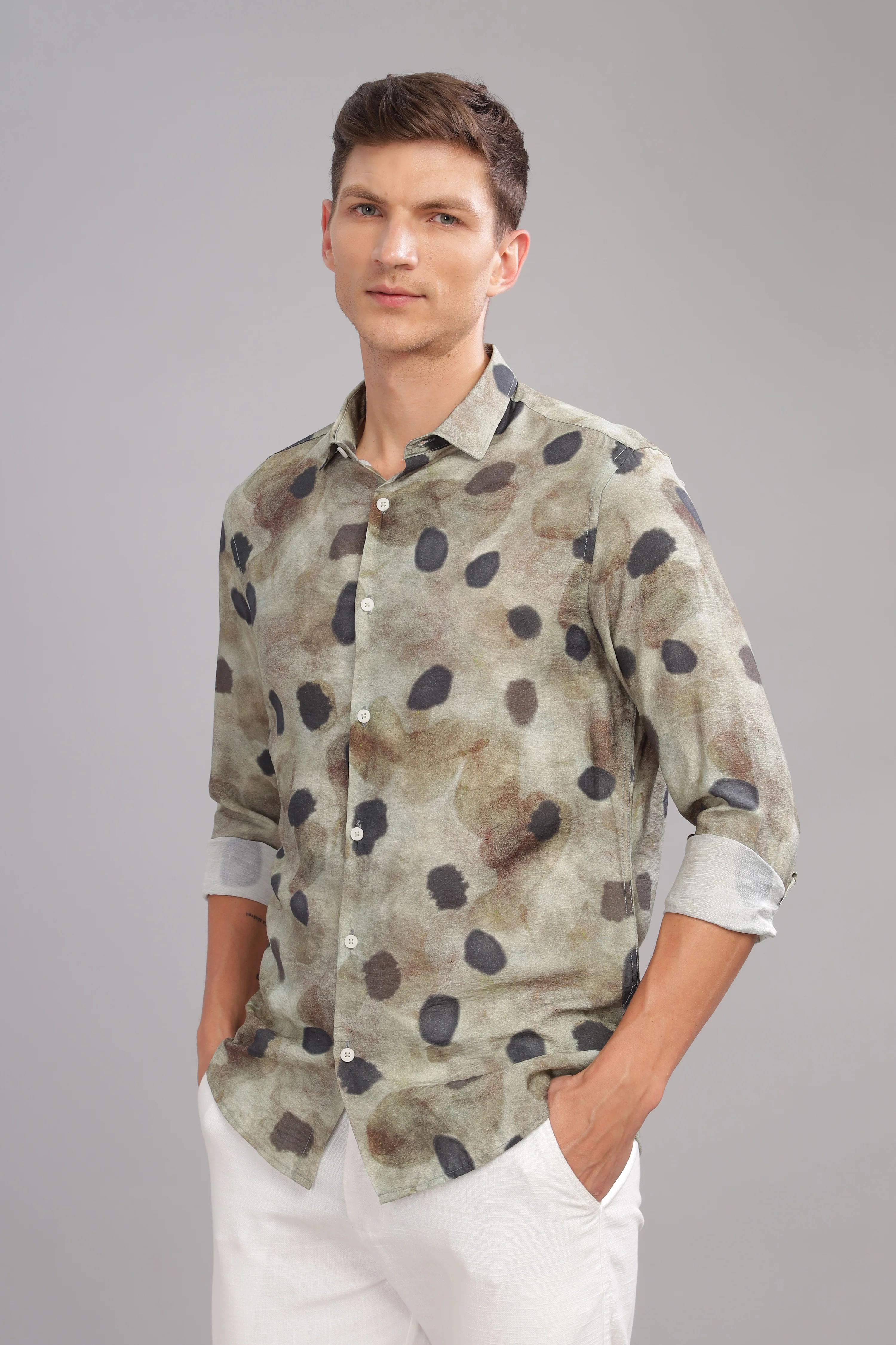 Men Green Slim Fit Shirt - Image 6