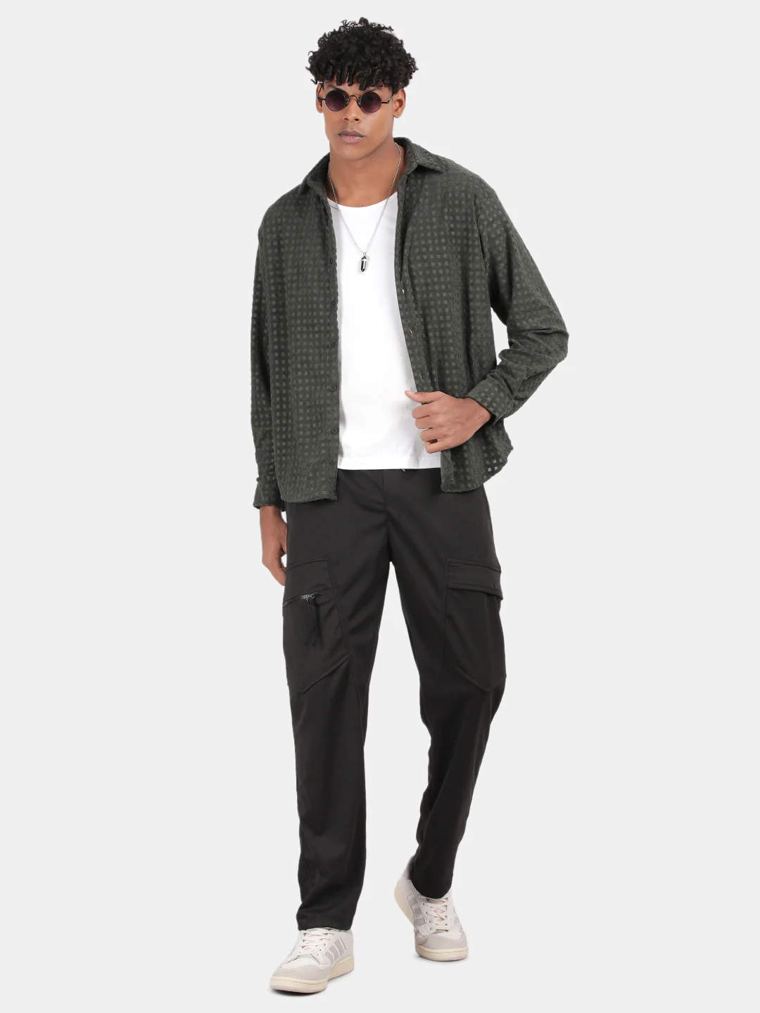 Men Green Slim Fit Spread Collar Full Sleeve Casual Shirt - Image 3