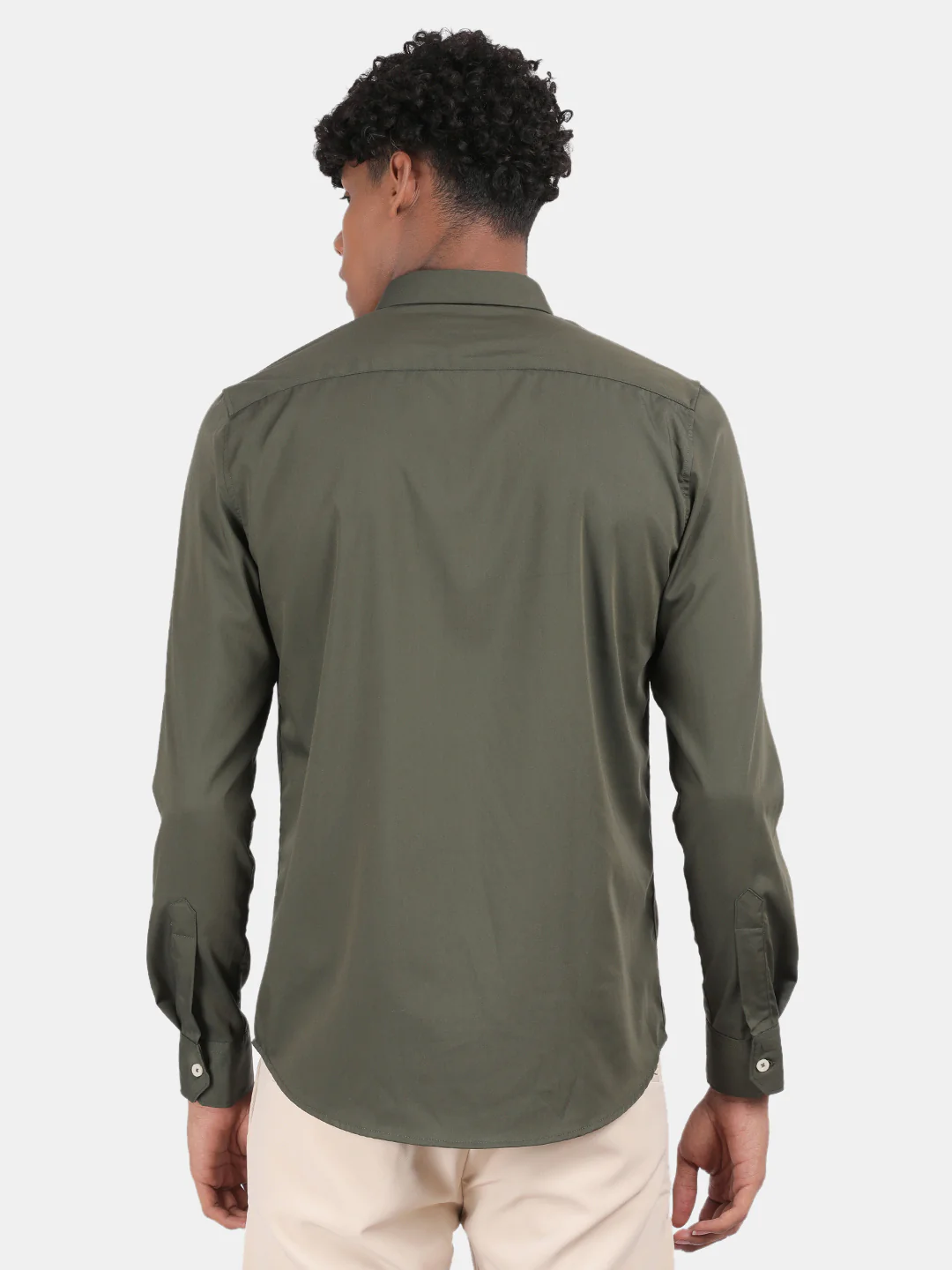 Men Green Slim Fit Spread Collar Full Sleeve Casual Shirt - Image 4