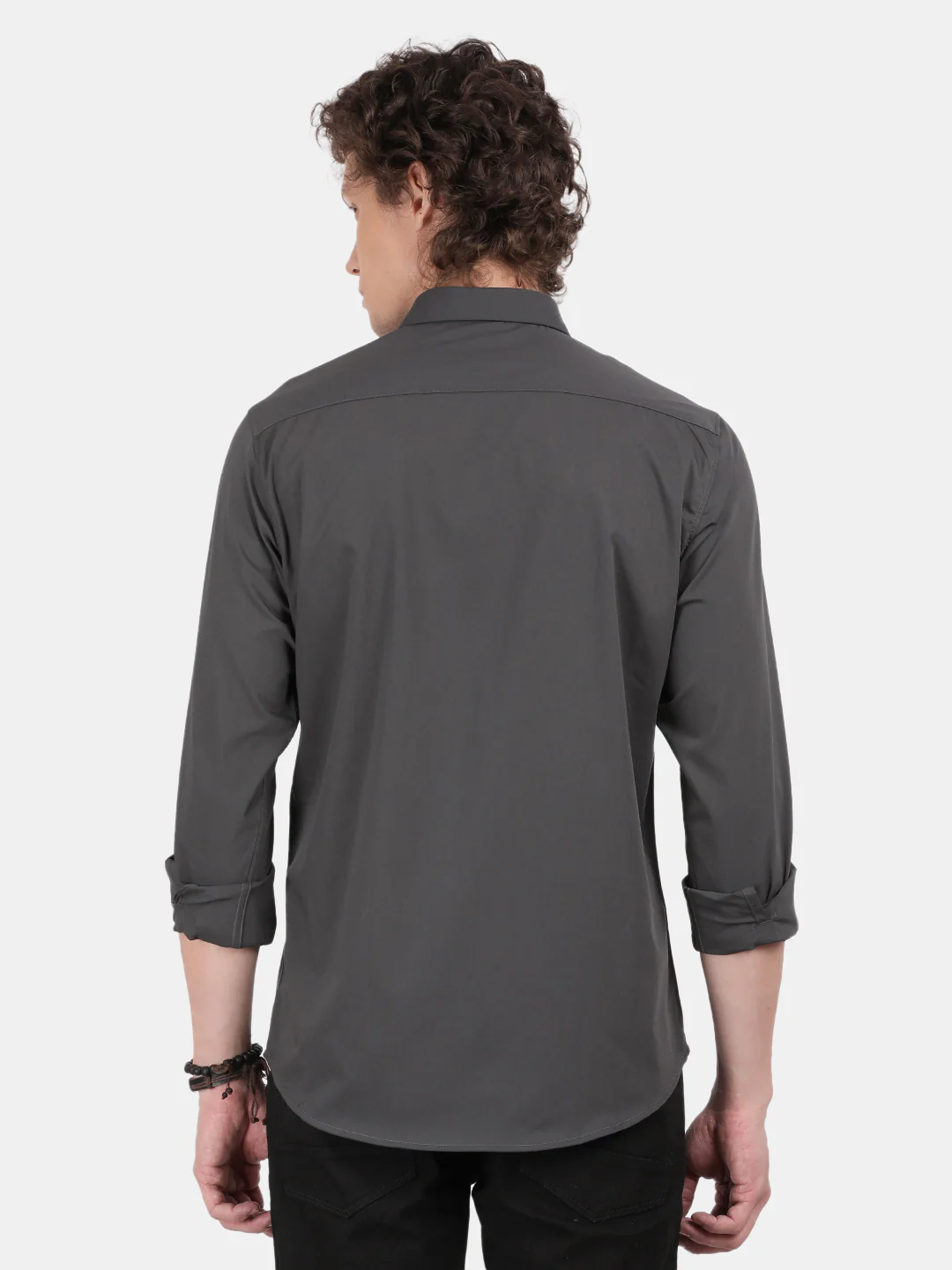 Men Green Slim Fit Spread Collar Full Sleeve Casual Shirt - Image 3