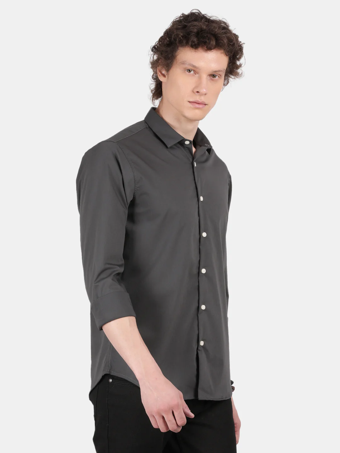 Men Green Slim Fit Spread Collar Full Sleeve Casual Shirt - Image 6