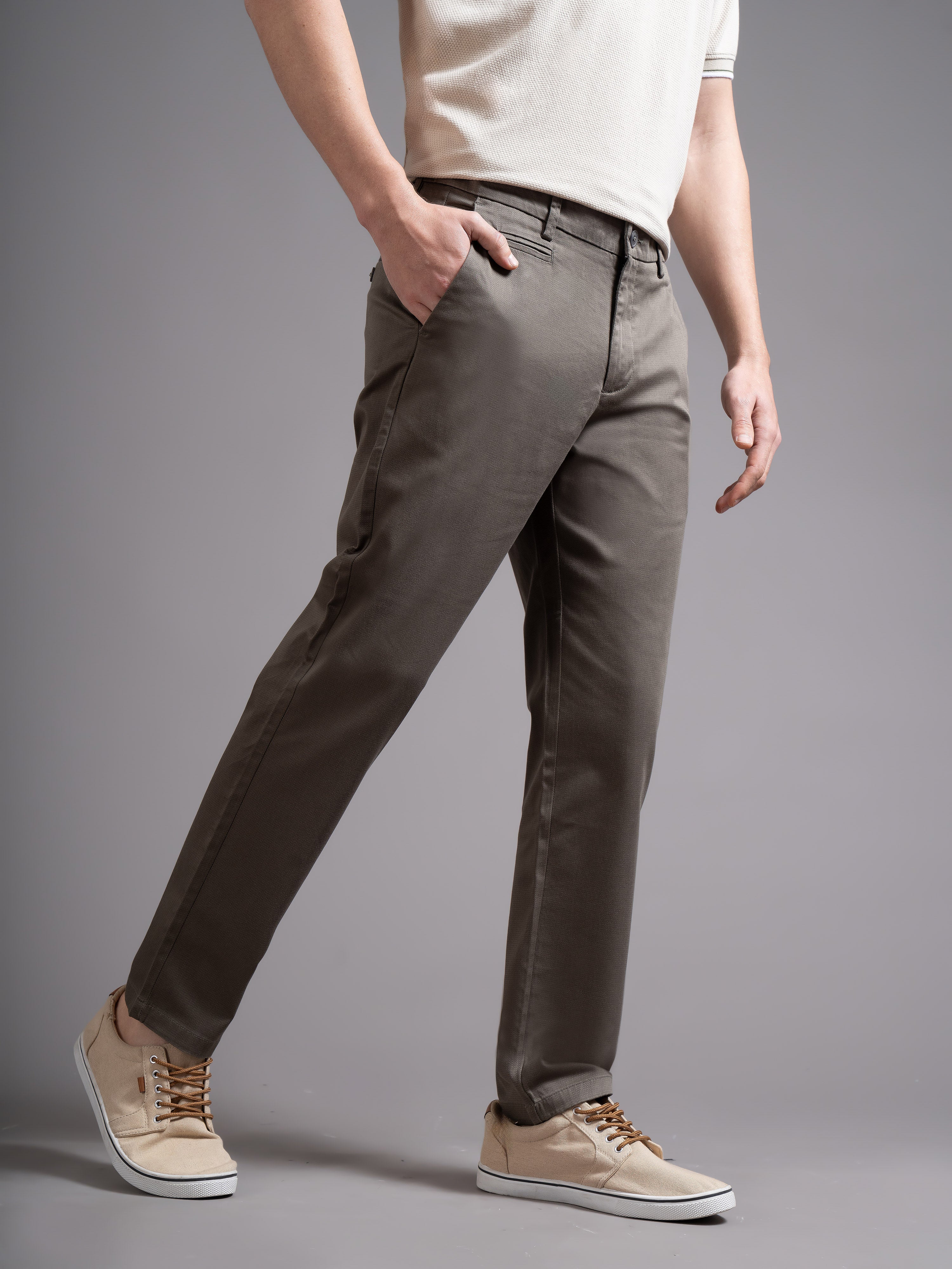 Men Green Smart Slim Fit Chinos - Image 3